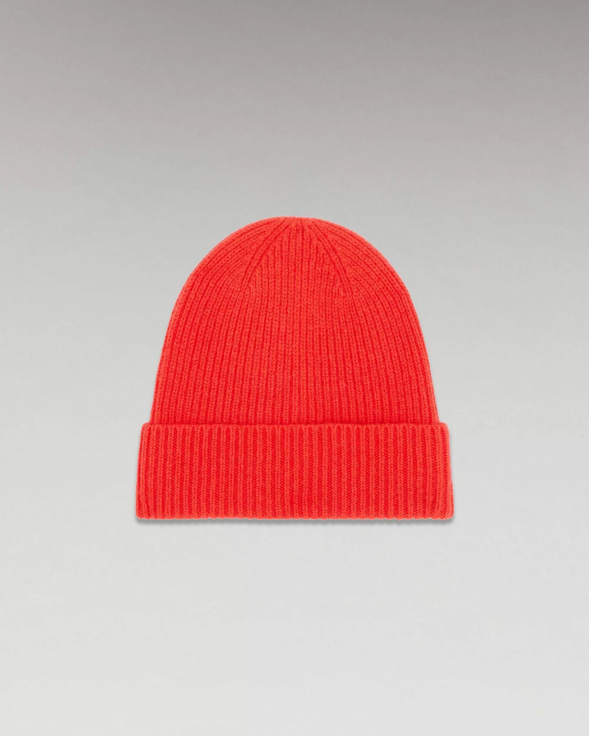 Best Sale FROM FUTURE Bonnet A Revers A Petites Cotes Rouge Vif