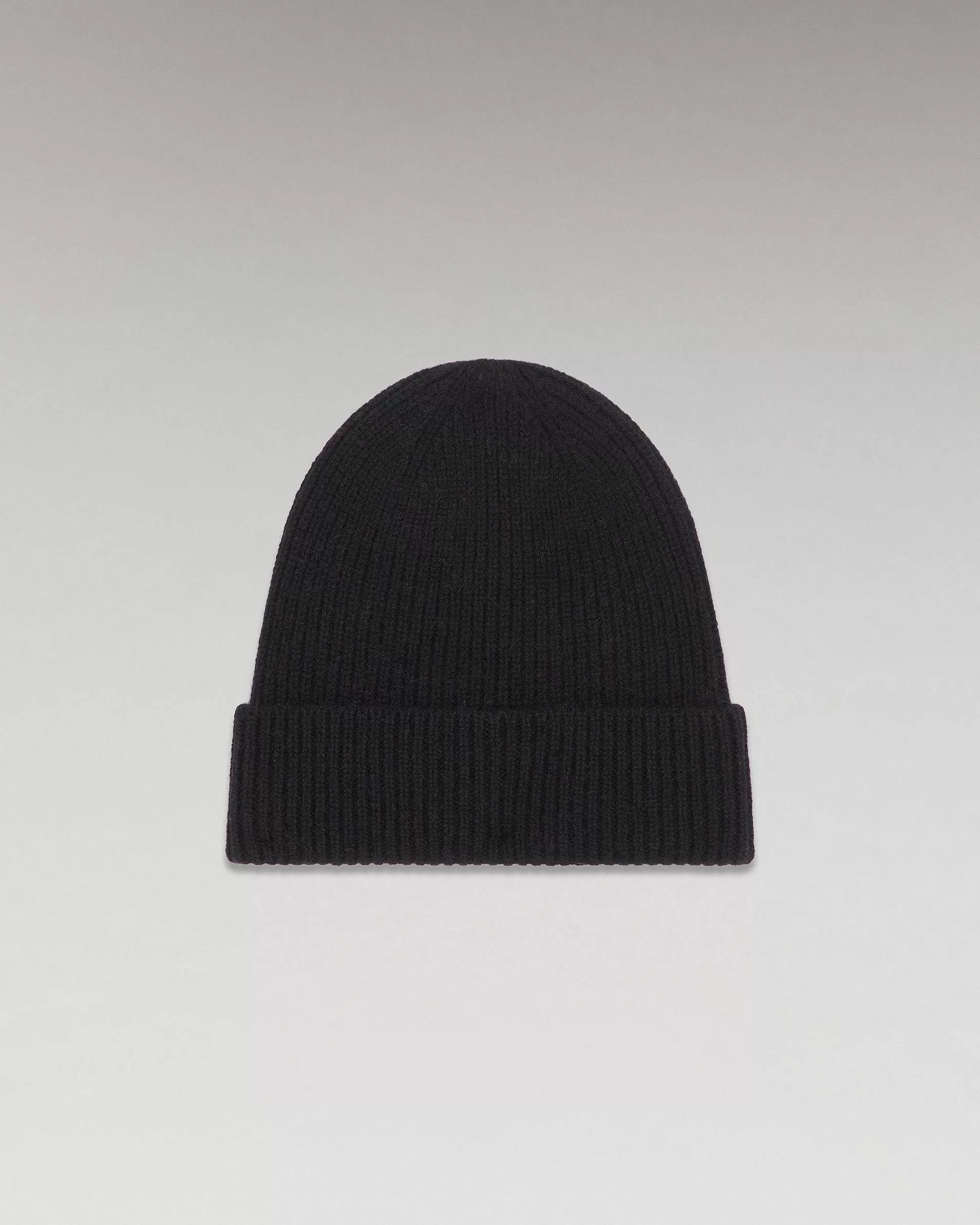 Fashion FROM FUTURE Bonnet A Revers A Petites Cotes Noir
