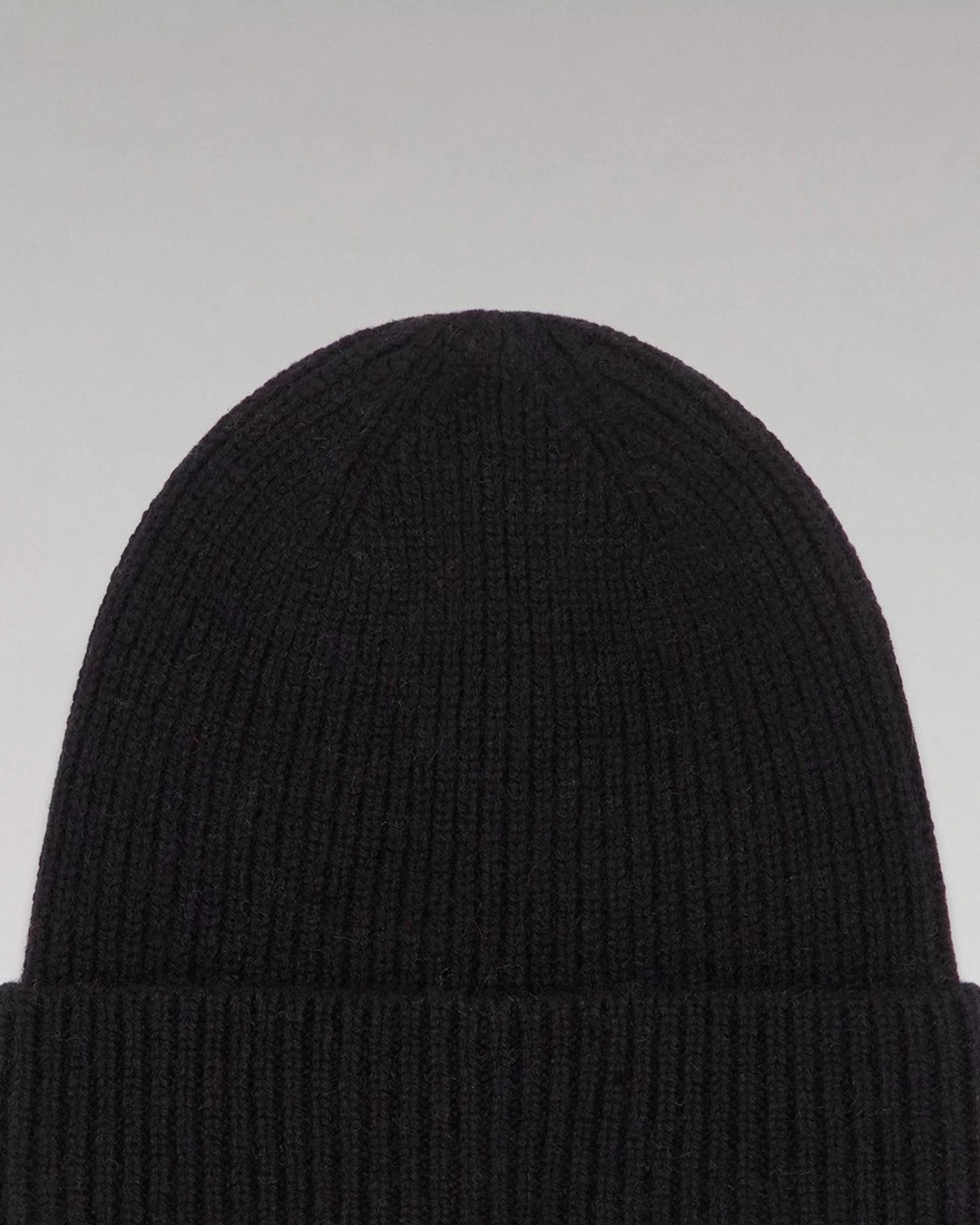 Fashion FROM FUTURE Bonnet A Revers A Petites Cotes Noir