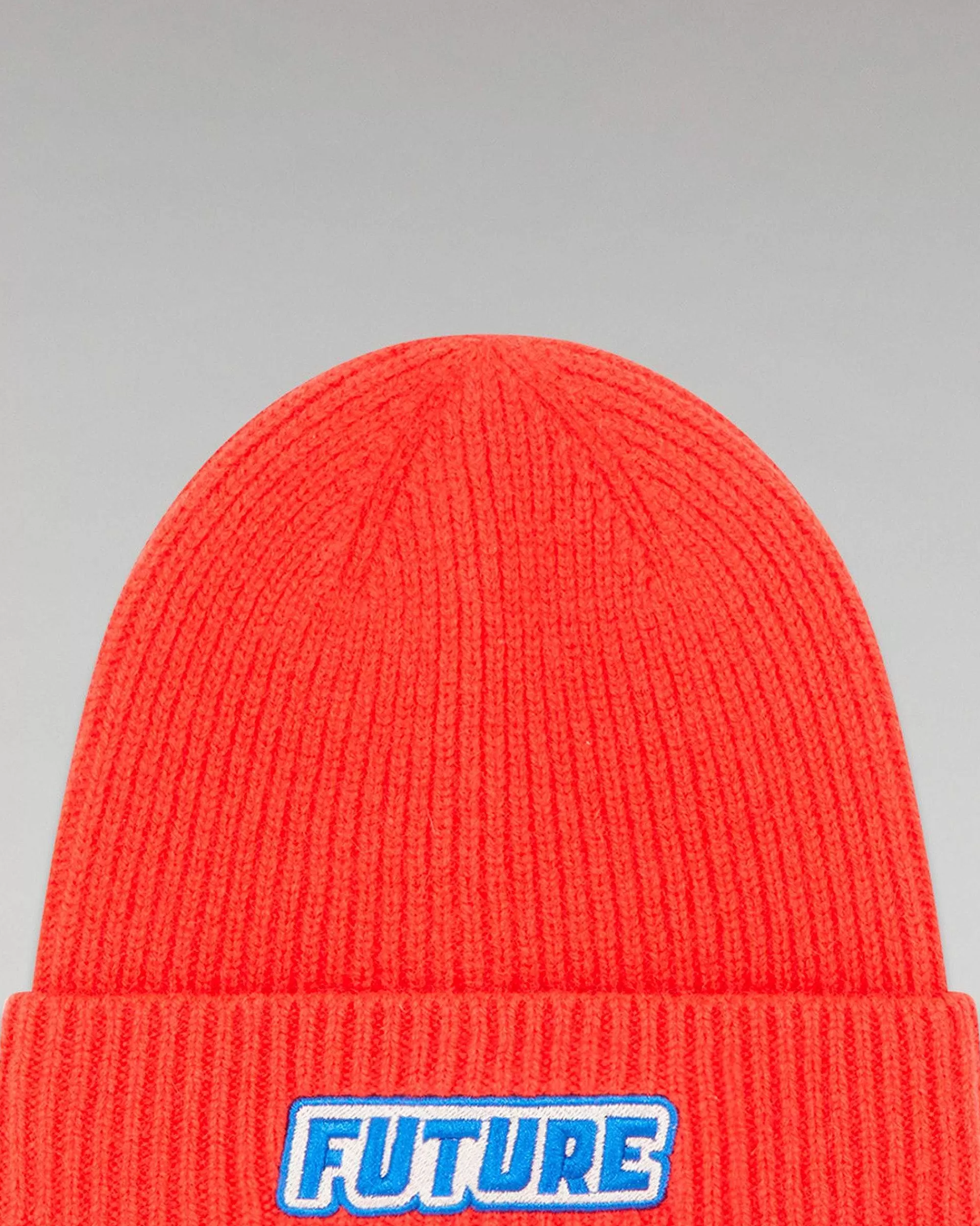 New FROM FUTURE Bonnet A Revers Broderie Future Rouge Vif