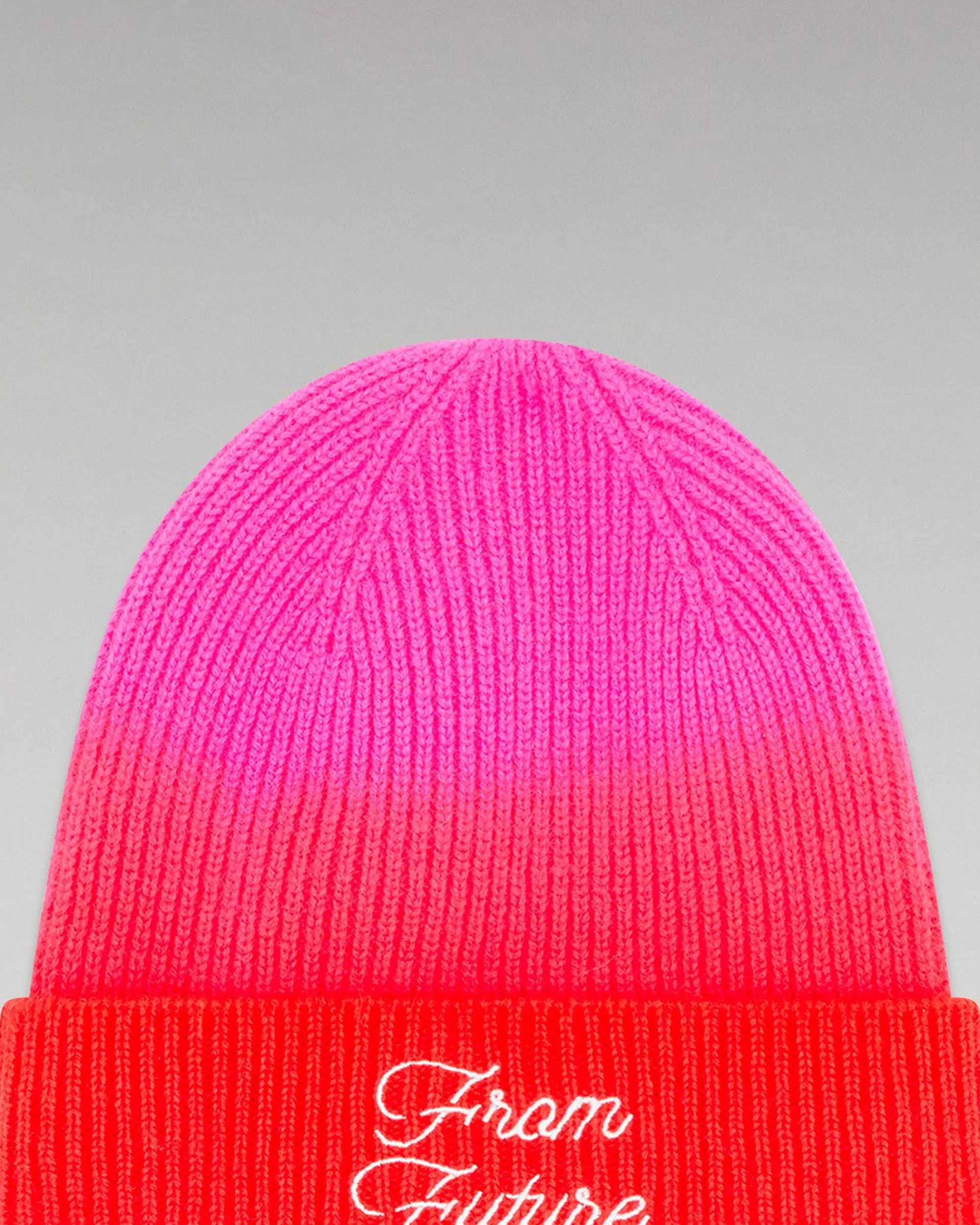 New FROM FUTURE Bonnet A Revers Dip Dye Rouge Vif