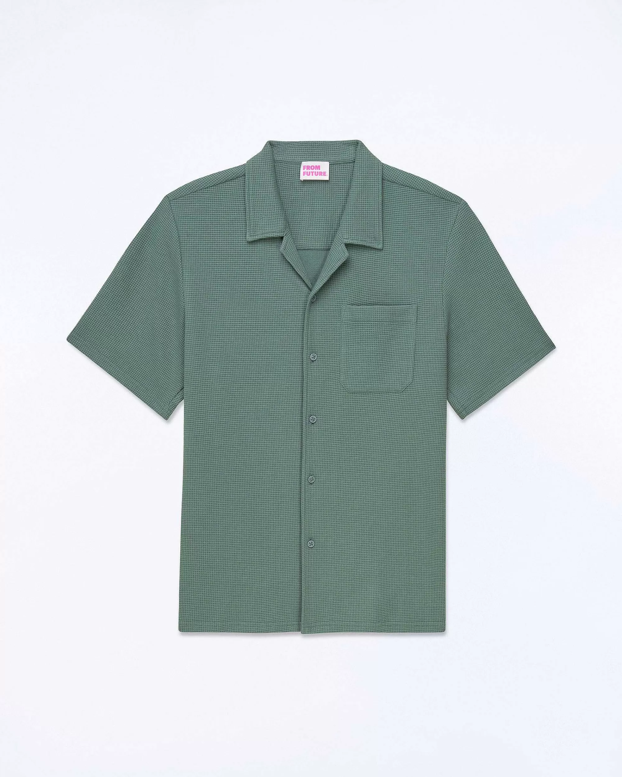 Best FROM FUTURE Chemise Manches Courtes Popeline Washed Green