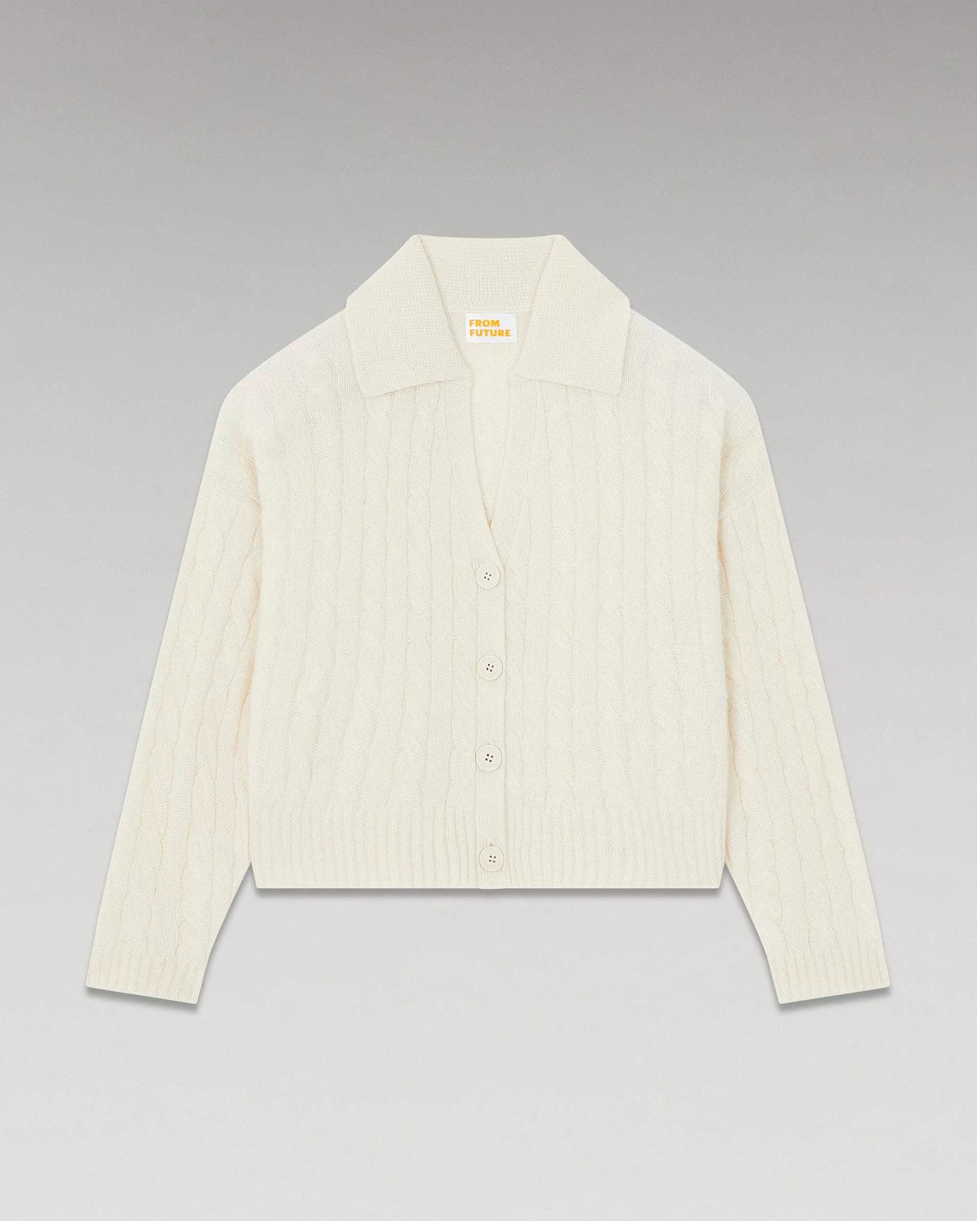 Cheap FROM FUTURE Pull Cardigan A Cotes Ecru