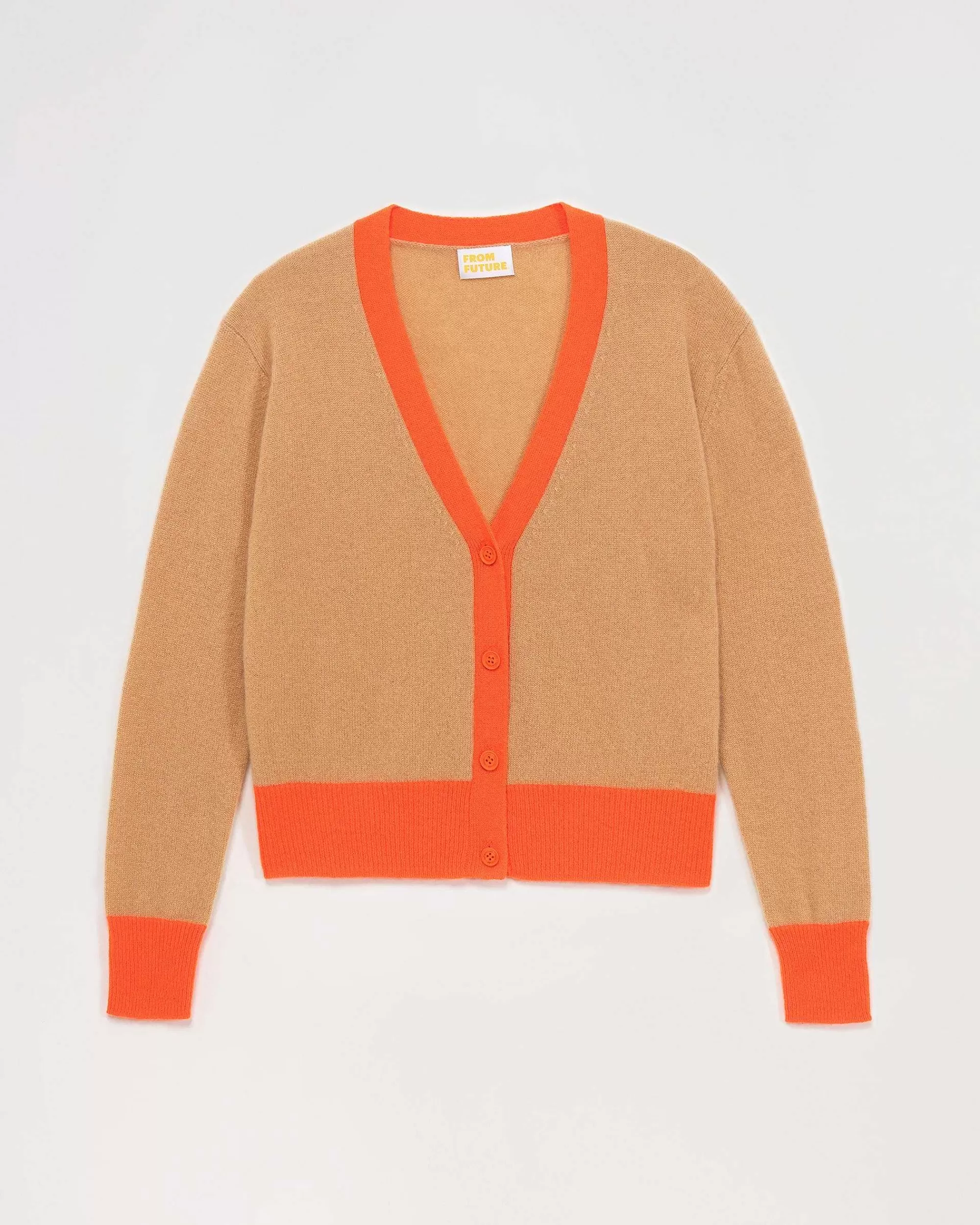 Store FROM FUTURE Pull Cardigan Bicolore Leger Camel