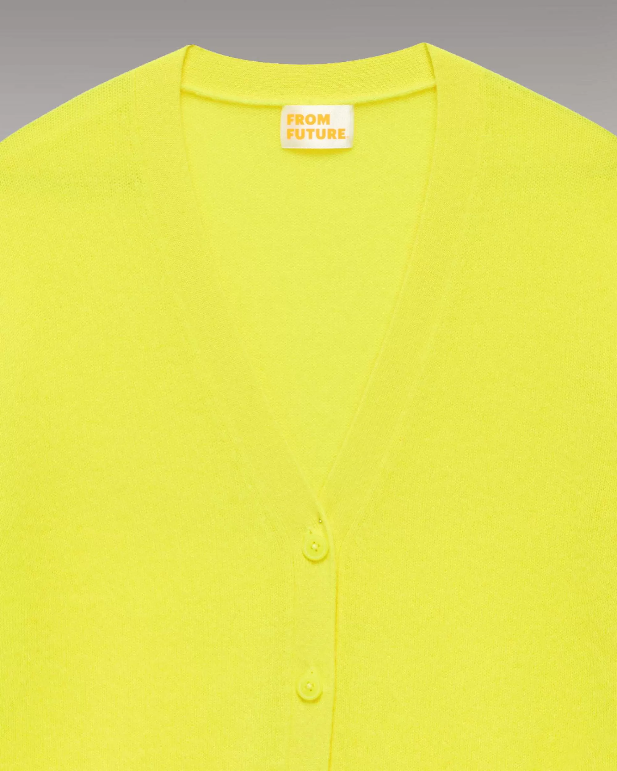 Store FROM FUTURE Pull Cardigan Uni Light Jaune Fluo