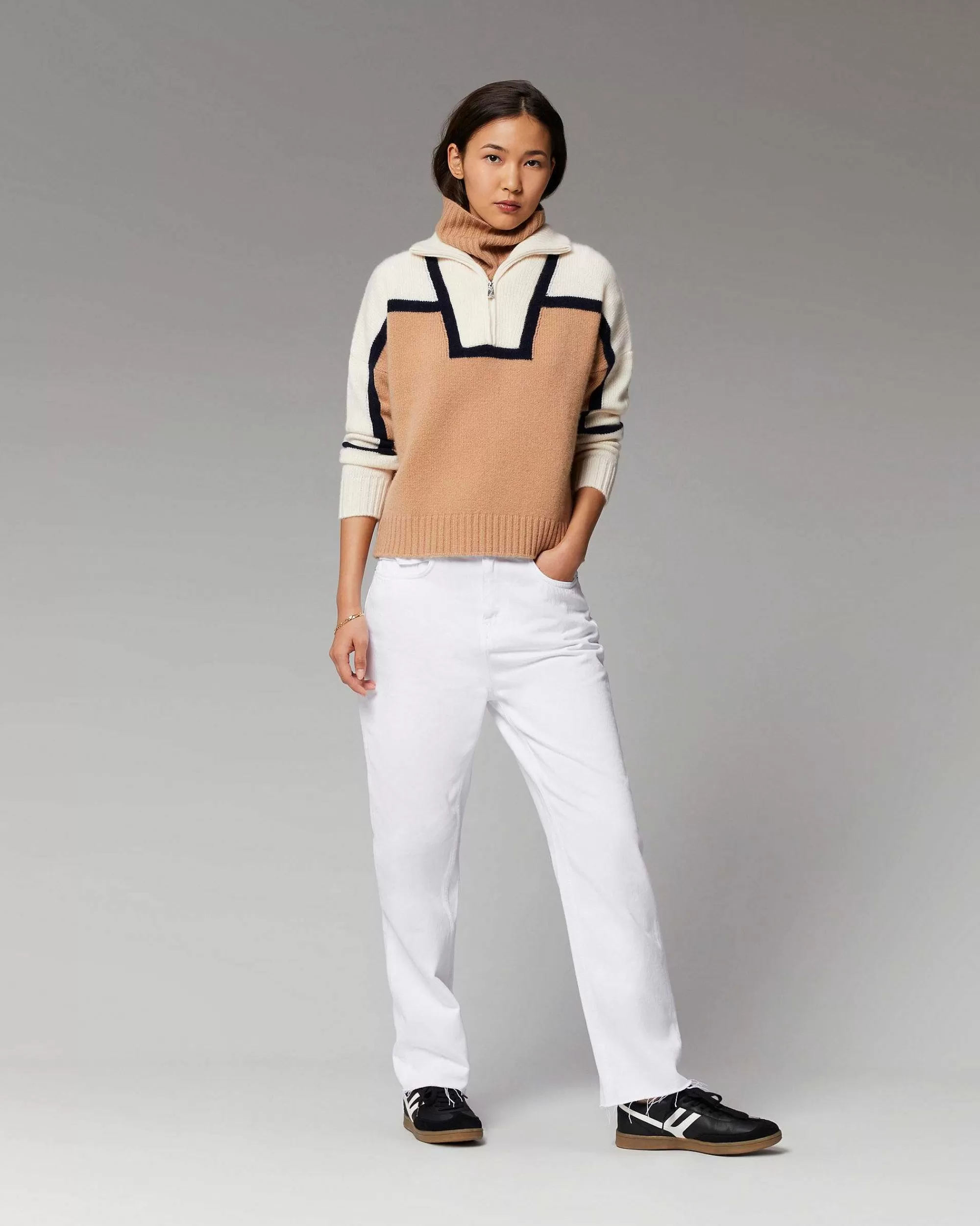 Store FROM FUTURE Pull Col Camionneur Bicolore Navy