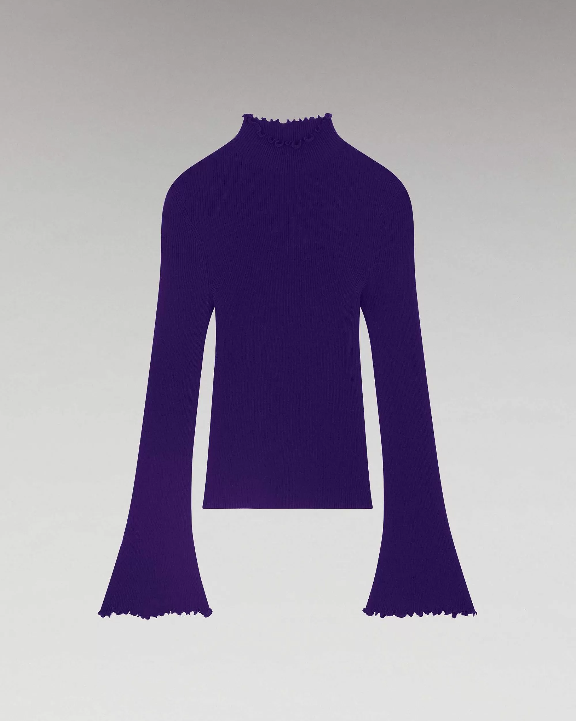Cheap FROM FUTURE Pull Col Montant A Cotes Manches Evasees Intense Purple