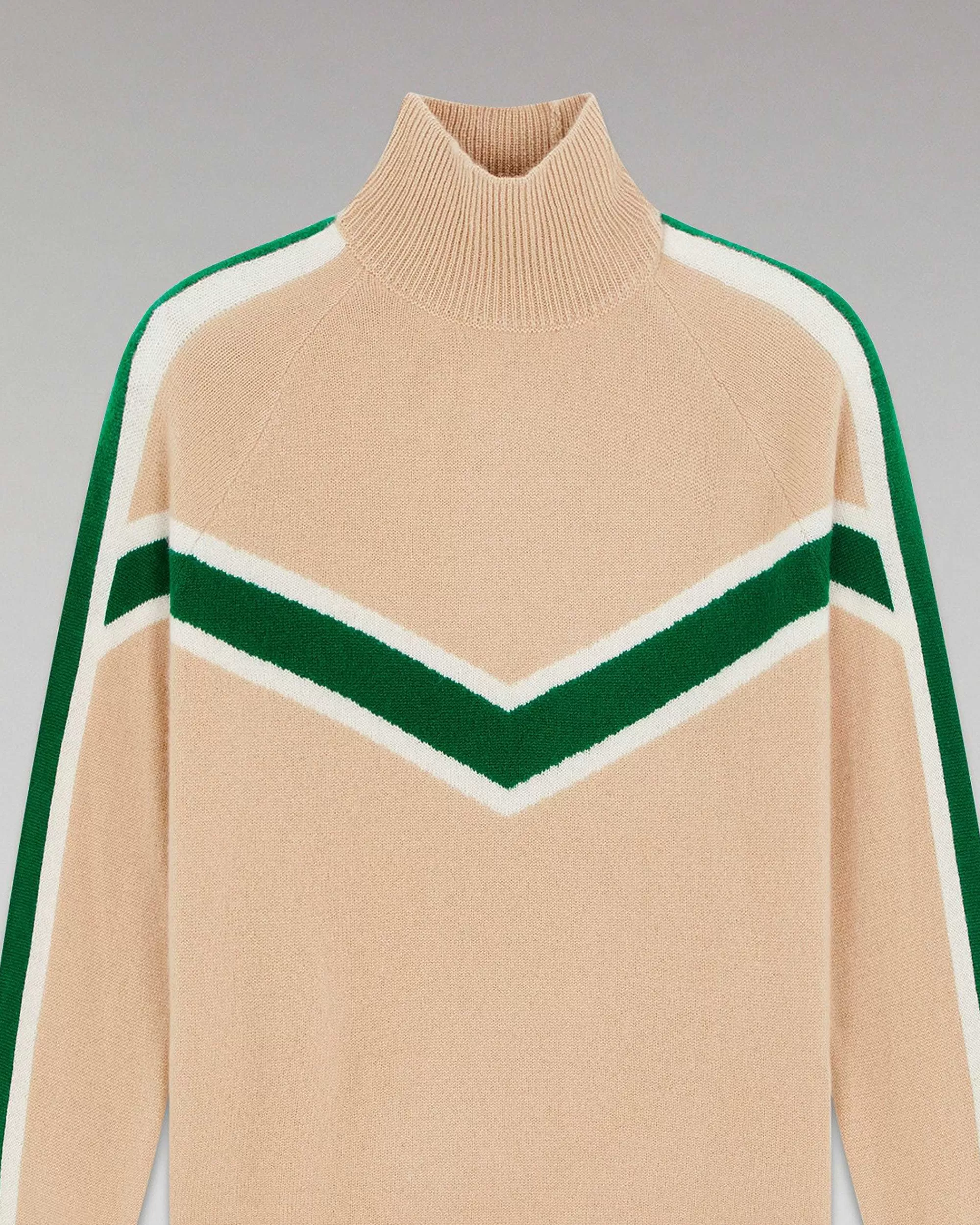 Cheap FROM FUTURE Pull Col Montant Bandes Contrastees Leger Beige