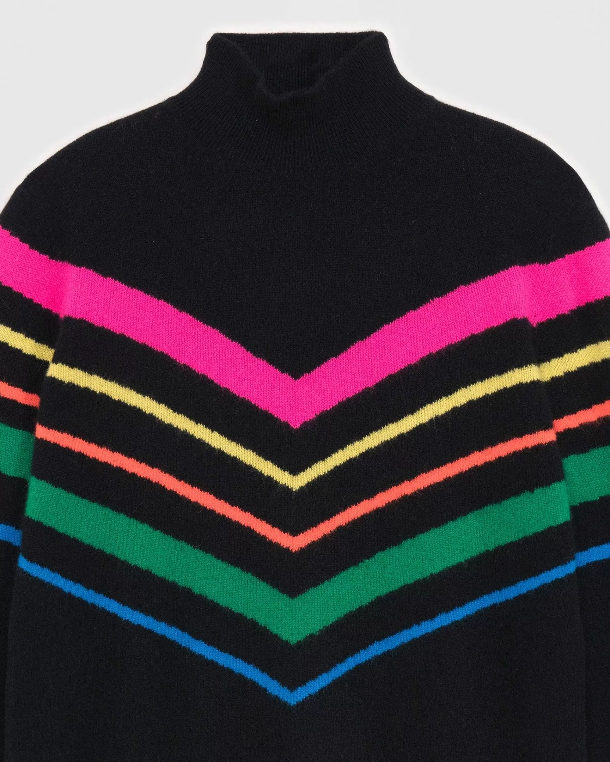 Flash Sale FROM FUTURE Pull Col Montant Bandes Multicolore Leger Noir