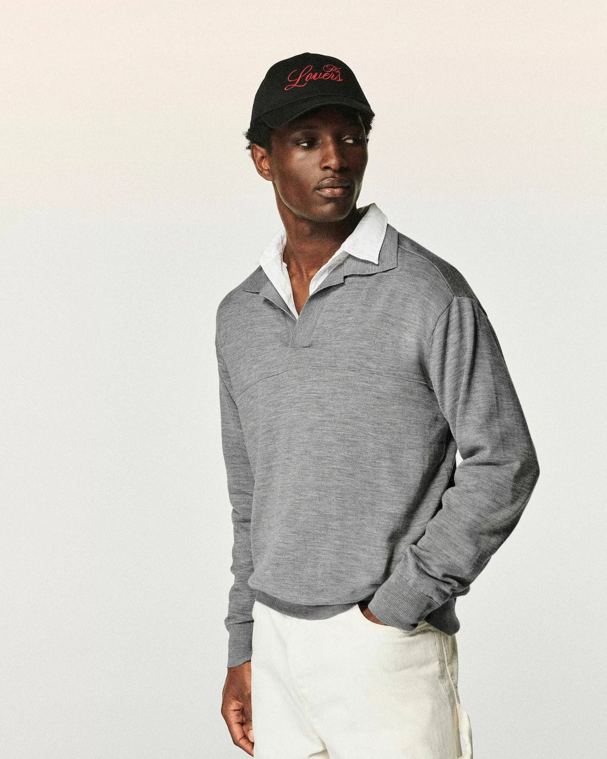 Clearance FROM FUTURE Pull Col Polo Gris Chine Fonce