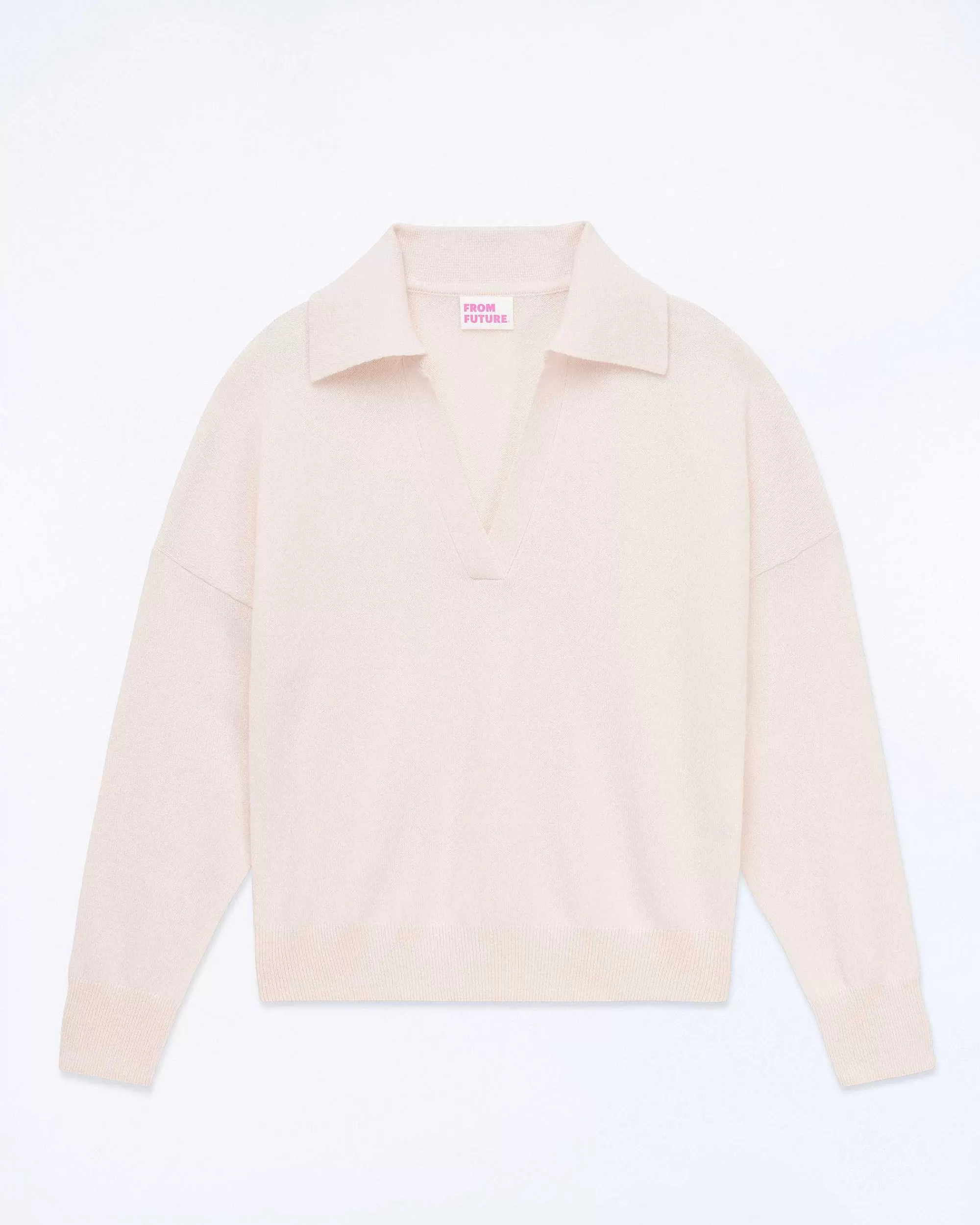 New FROM FUTURE Pull Col Polo Basique Baby Pink