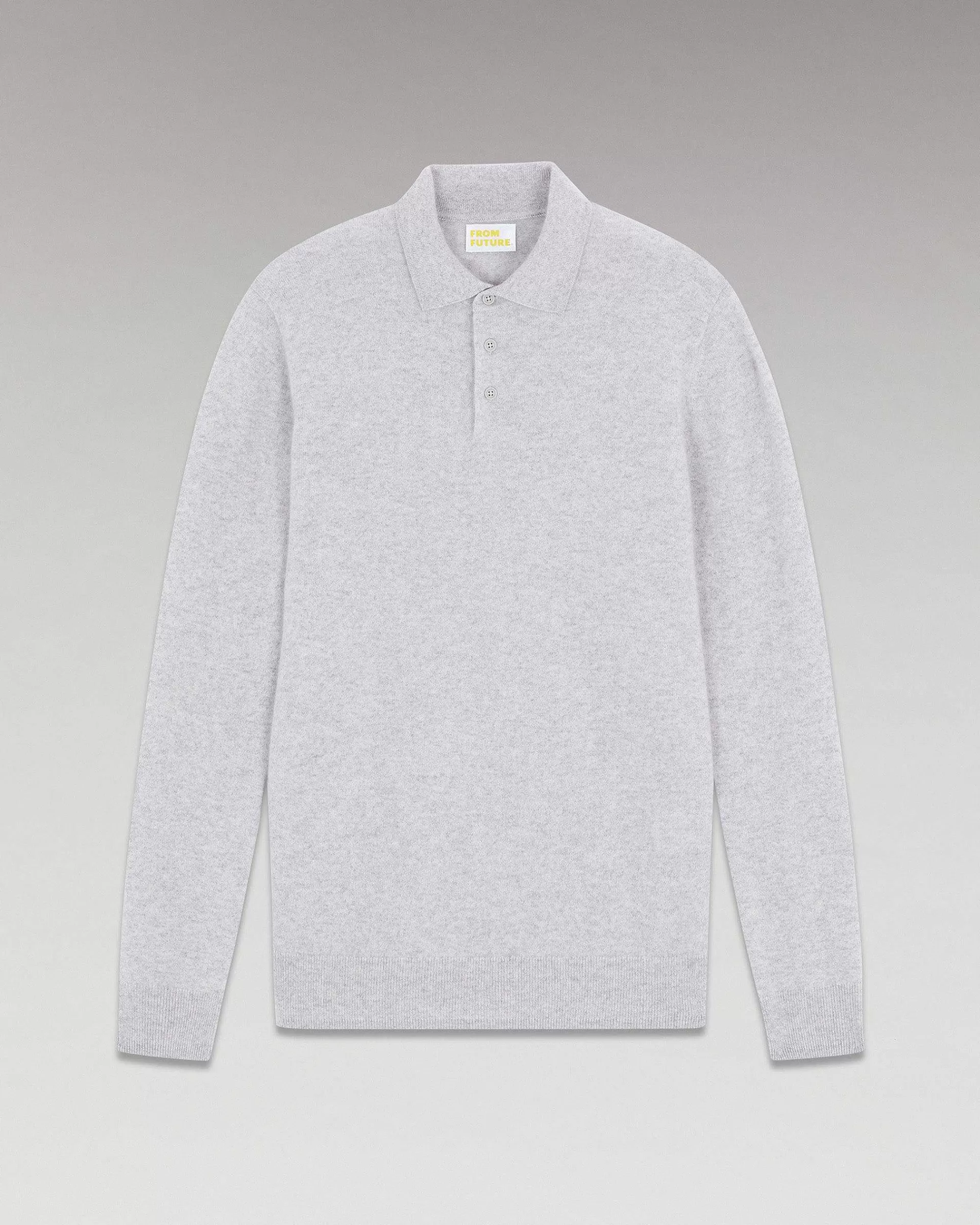 Best Sale FROM FUTURE Pull Col Polo Basique Gris Chine Clair