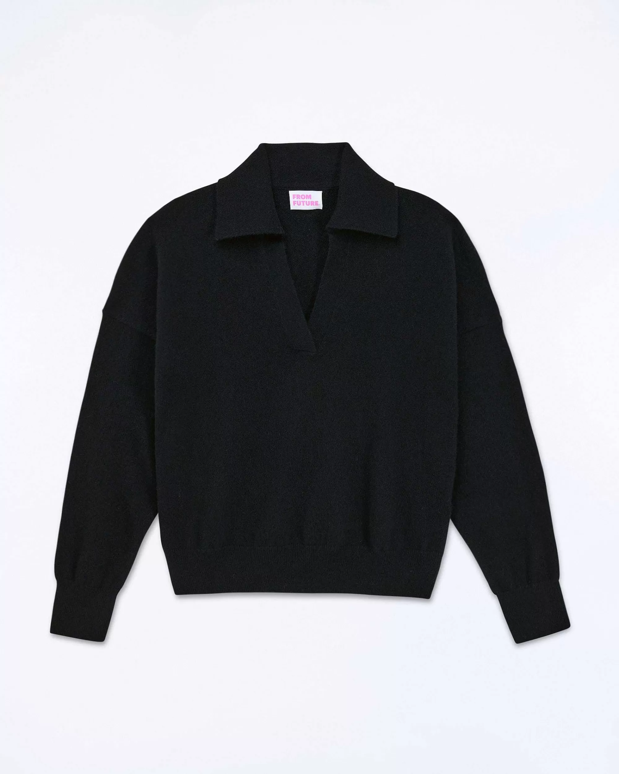 Cheap FROM FUTURE Pull Col Polo Basique Noir