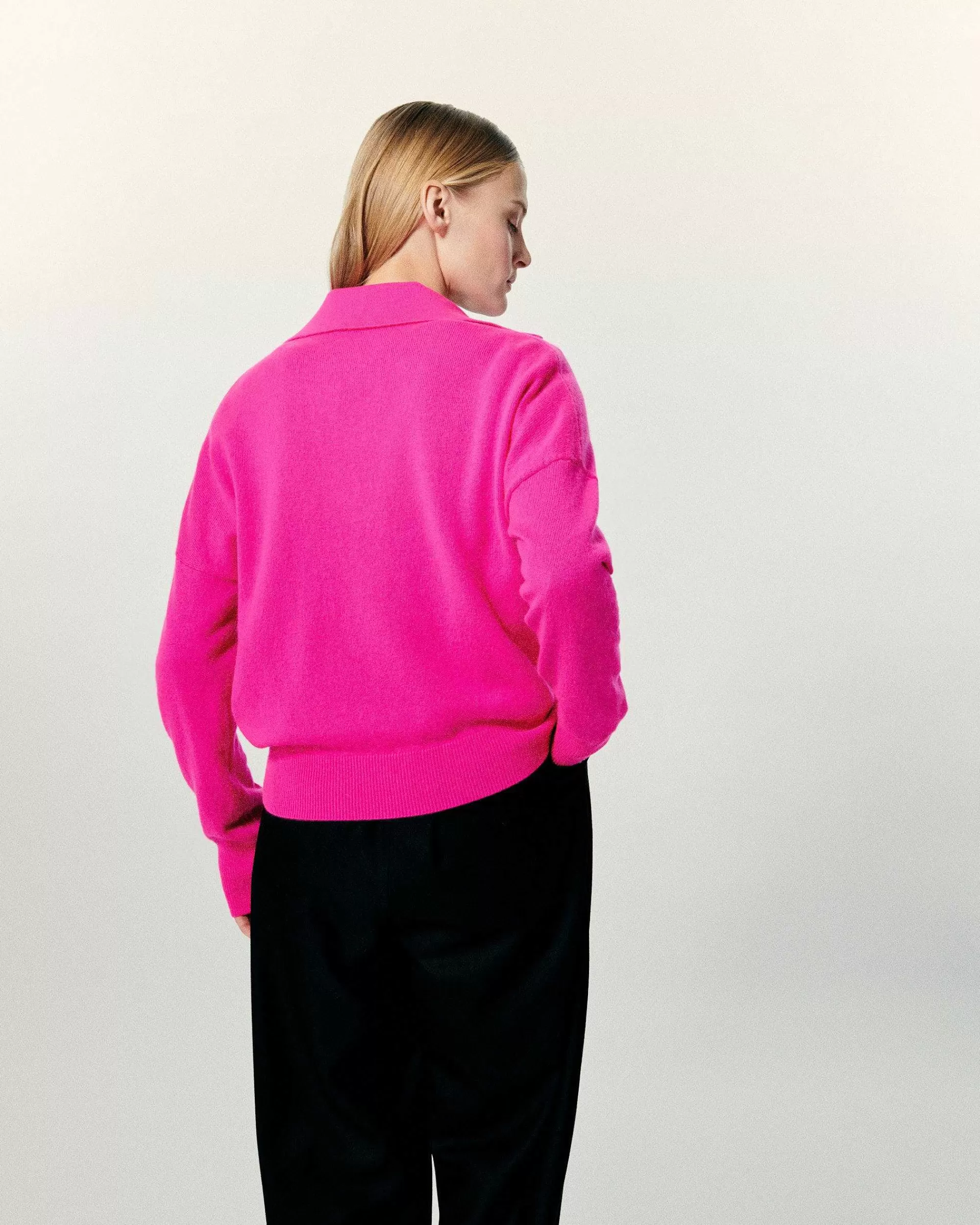 New FROM FUTURE Pull Col Polo Basique Baby Pink
