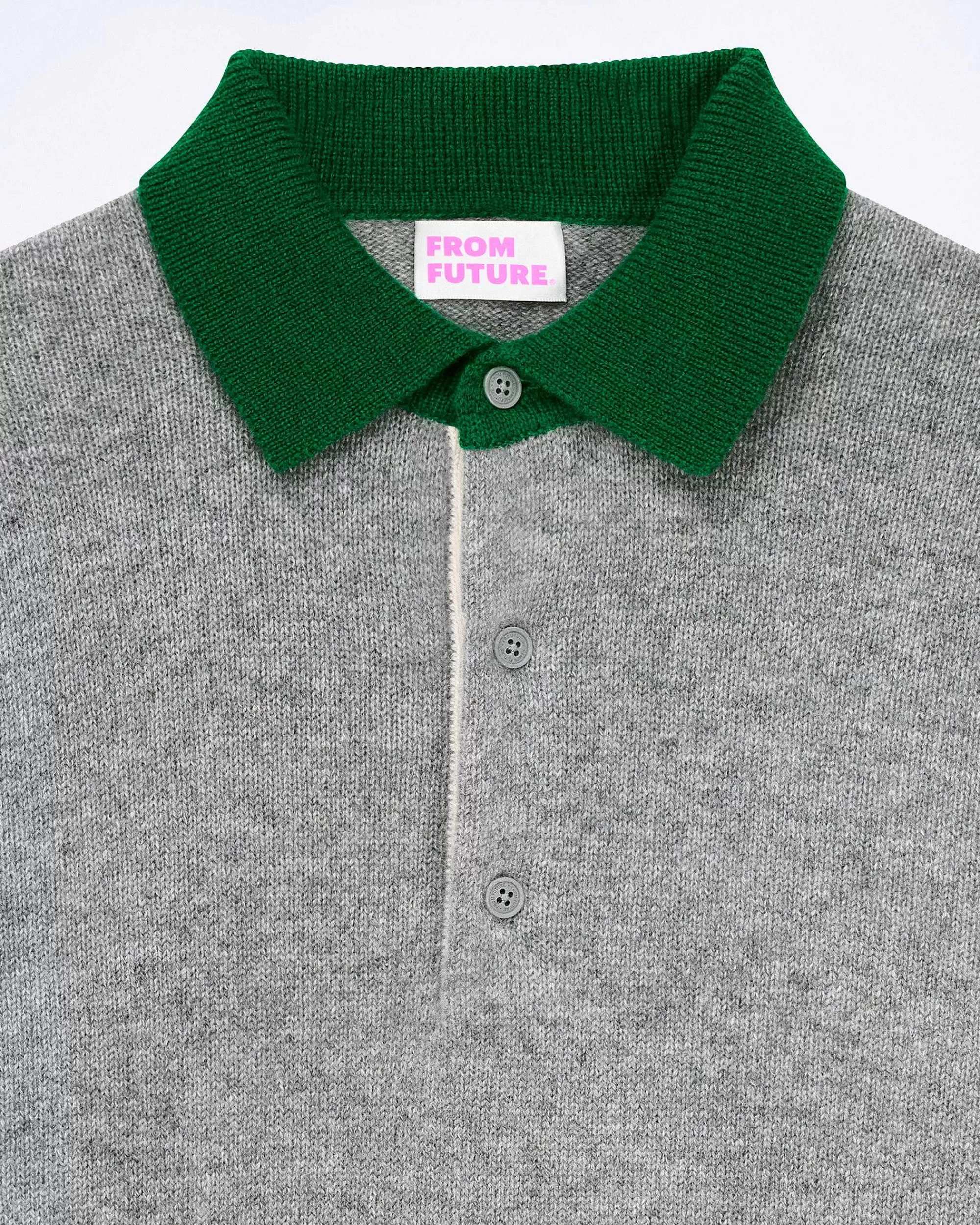 Best Sale FROM FUTURE Pull Col Polo Contraste Gris Chine Fonce