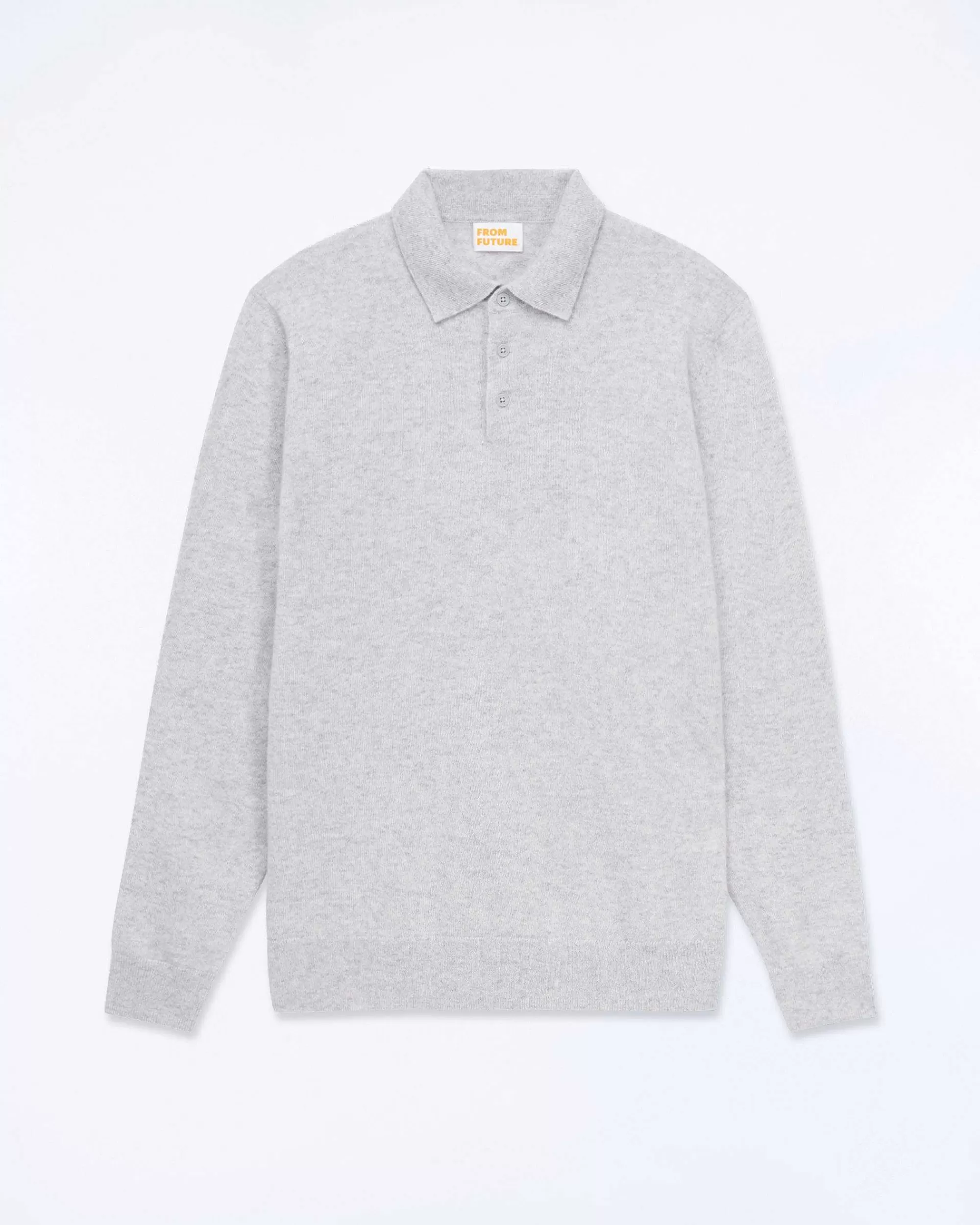 Best FROM FUTURE Pull Col Polo Uni Gris Chine Clair