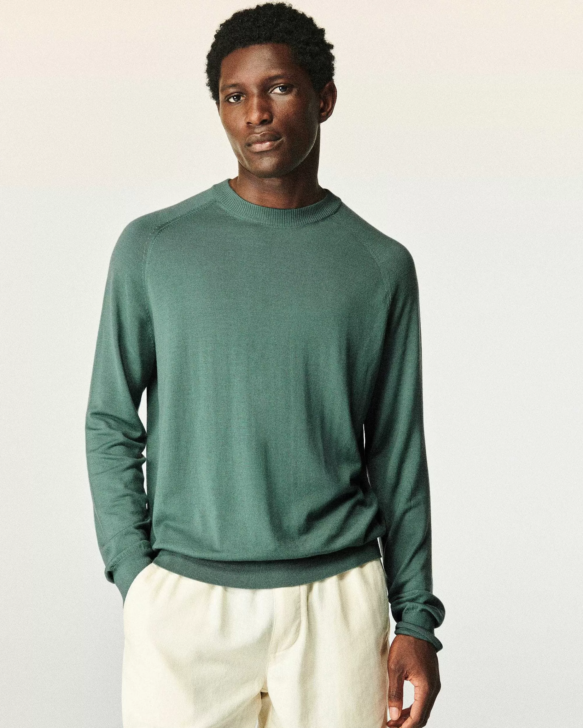 Outlet FROM FUTURE Pull Col Rond Washed Green