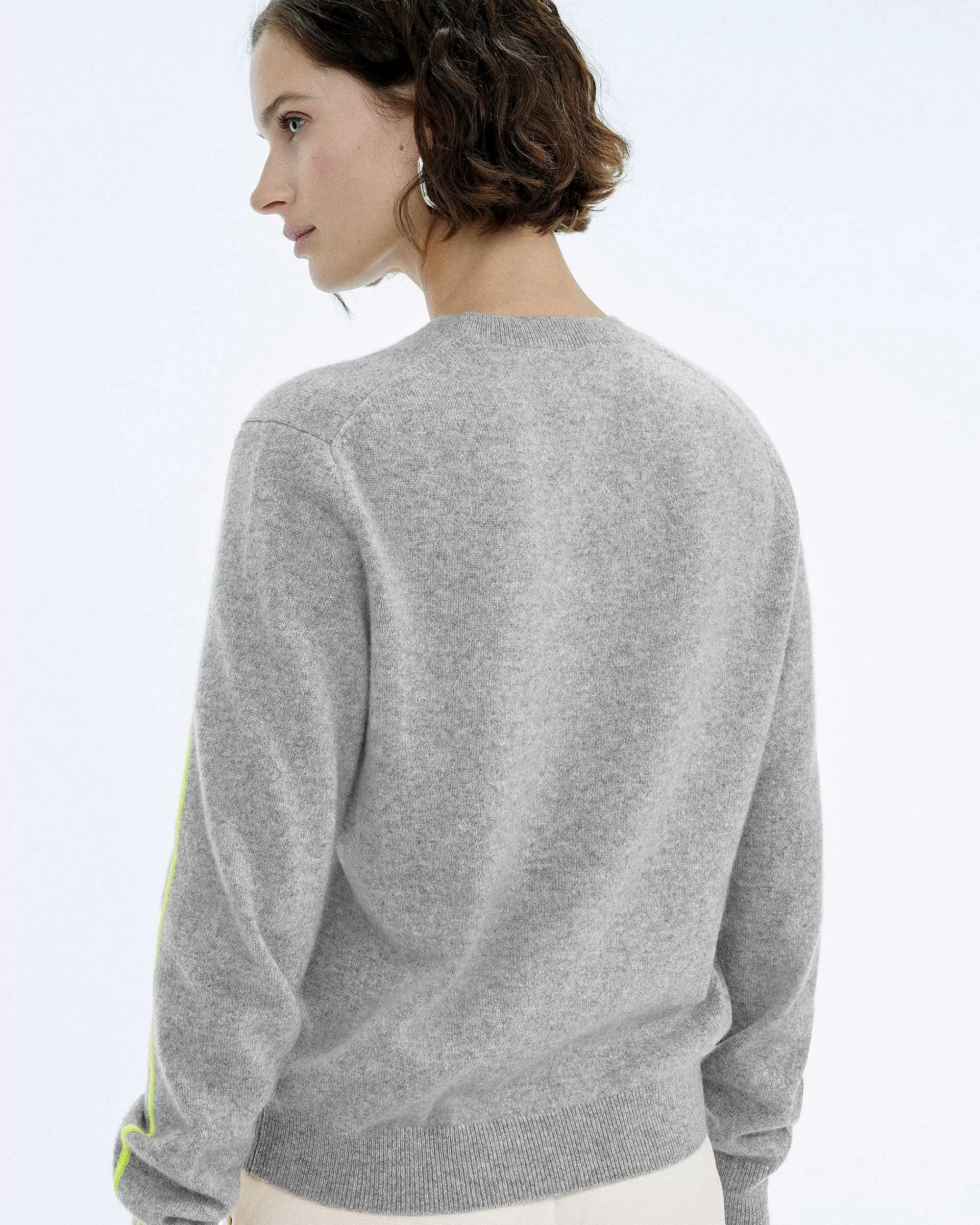 Store FROM FUTURE Pull Col Rond Gris Chine Fonce