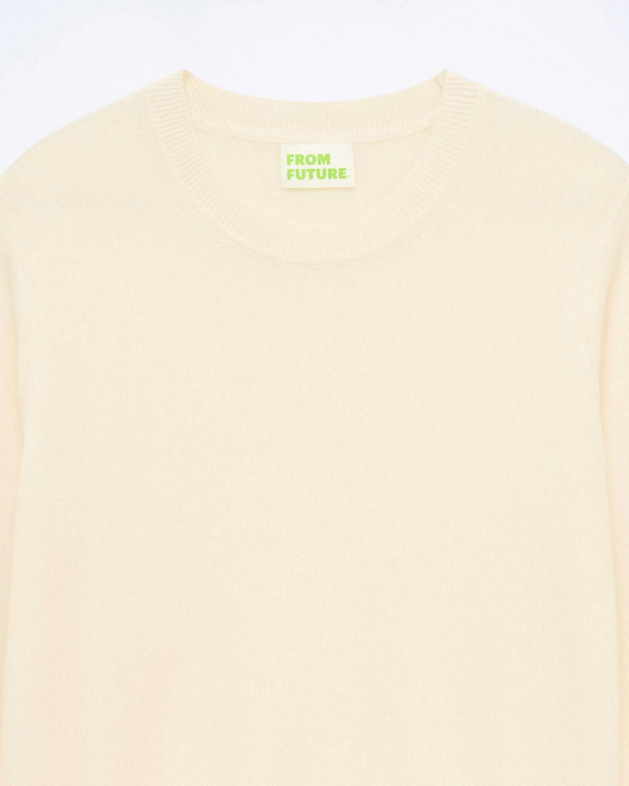 Shop FROM FUTURE Pull Col Rond Bas Liseret Multicolore Ecru