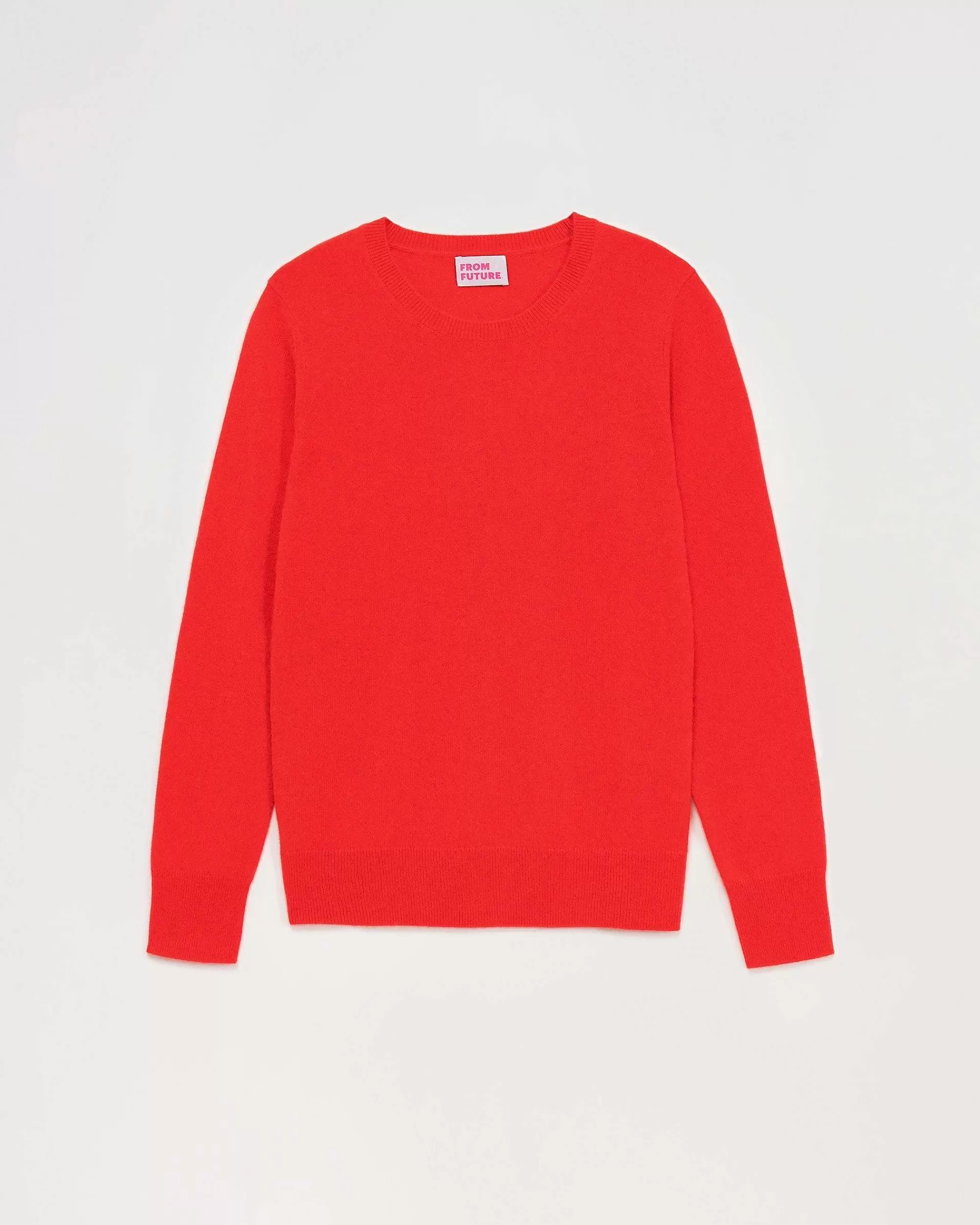 Shop FROM FUTURE Pull Col Rond Basique Rouge Vif