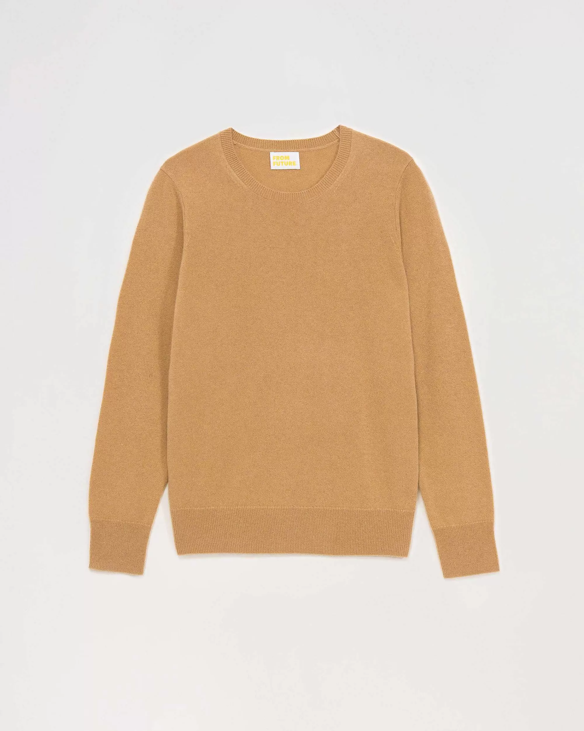 Sale FROM FUTURE Pull Col Rond Basique Camel