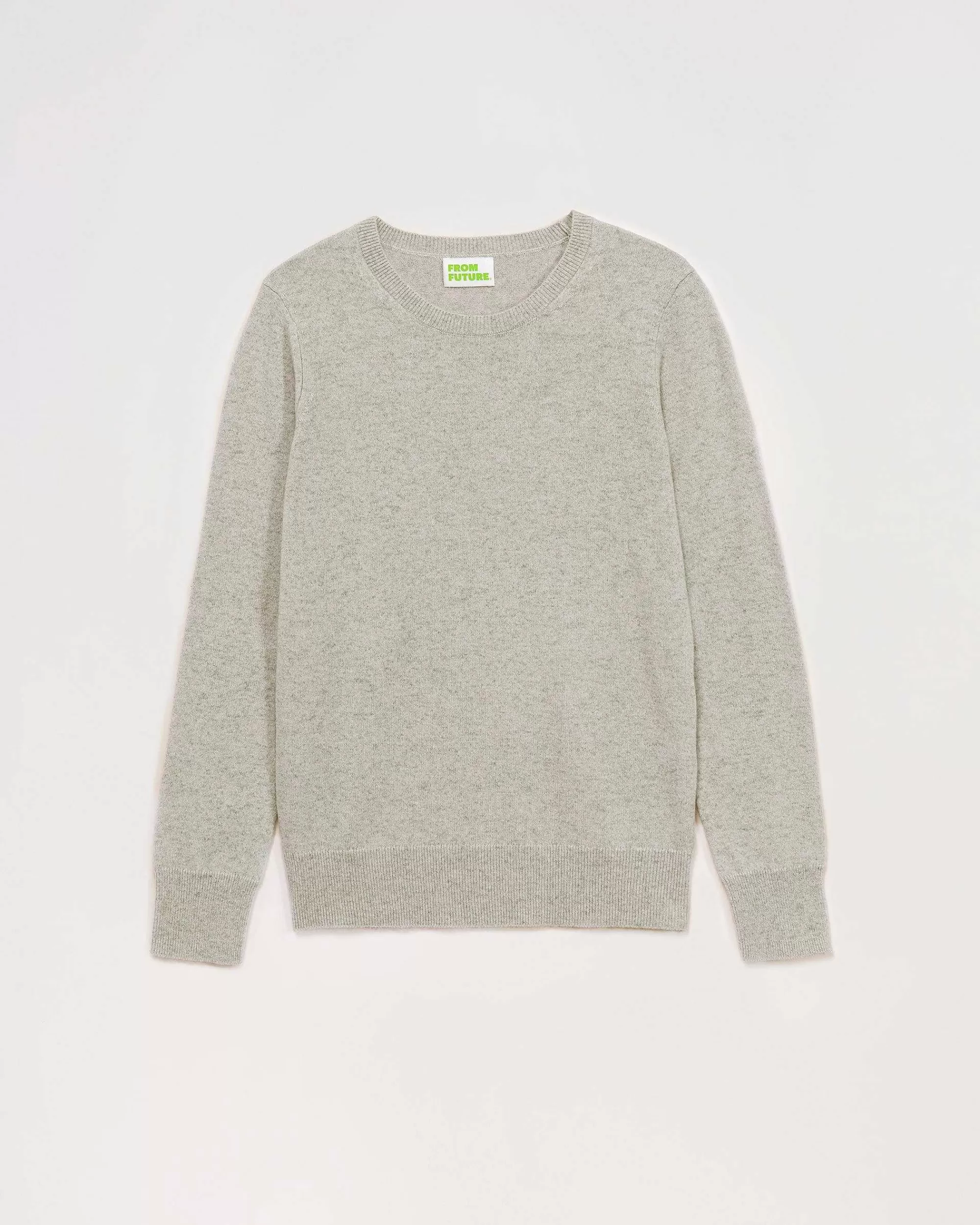 Outlet FROM FUTURE Pull Col Rond Basique Gris Chine Clair