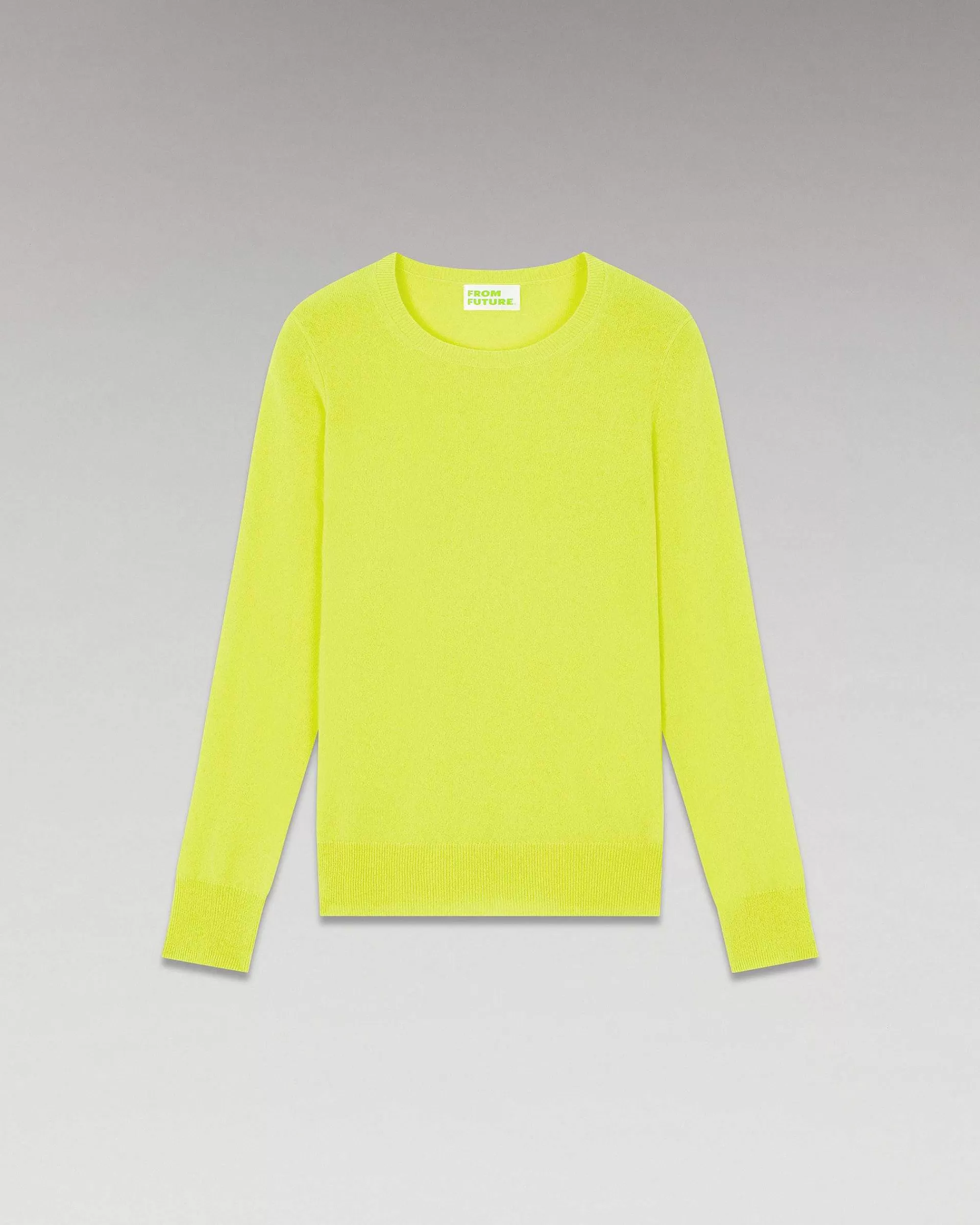 Best Sale FROM FUTURE Pull Col Rond Basique Jaune Fluo