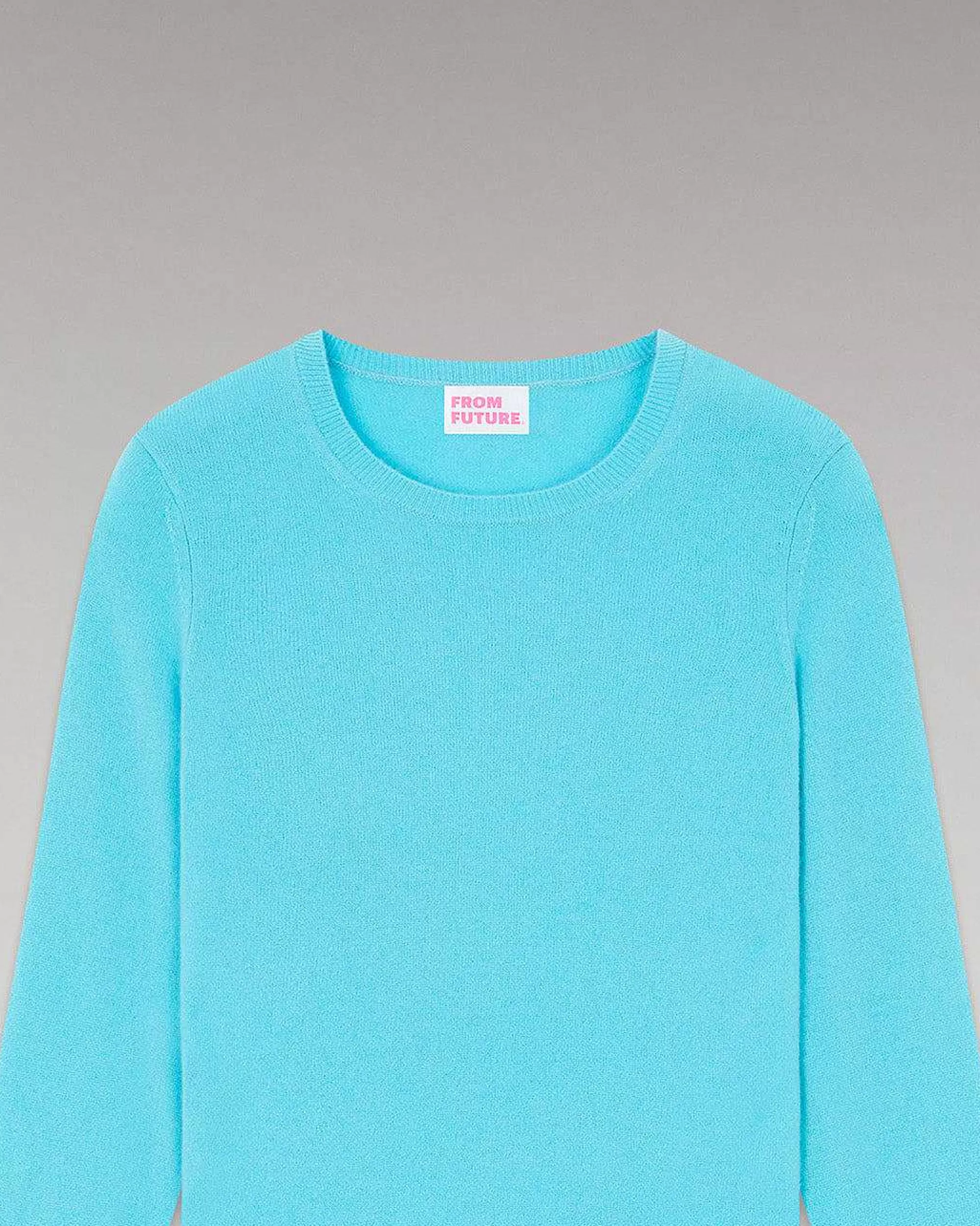 Store FROM FUTURE Pull Col Rond Basique Acid Blue