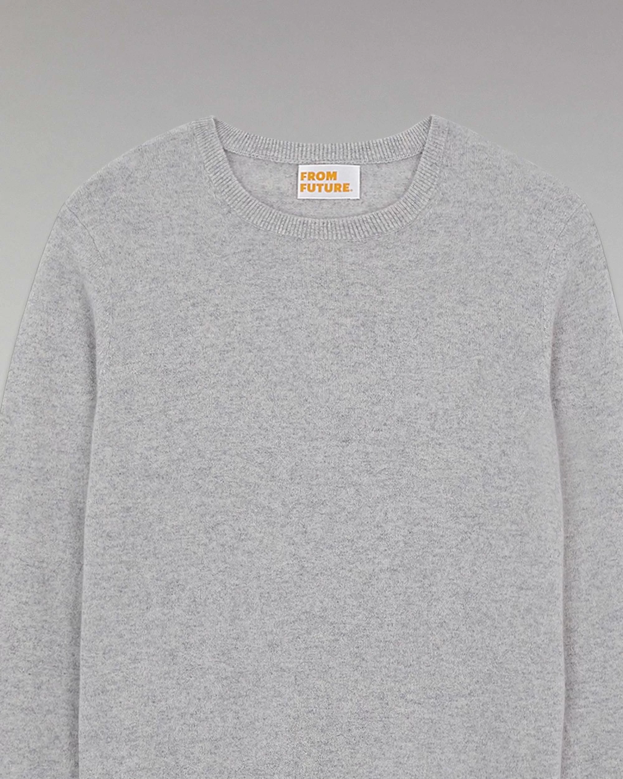 Clearance FROM FUTURE Pull Col Rond Basique Gris Chine Clair