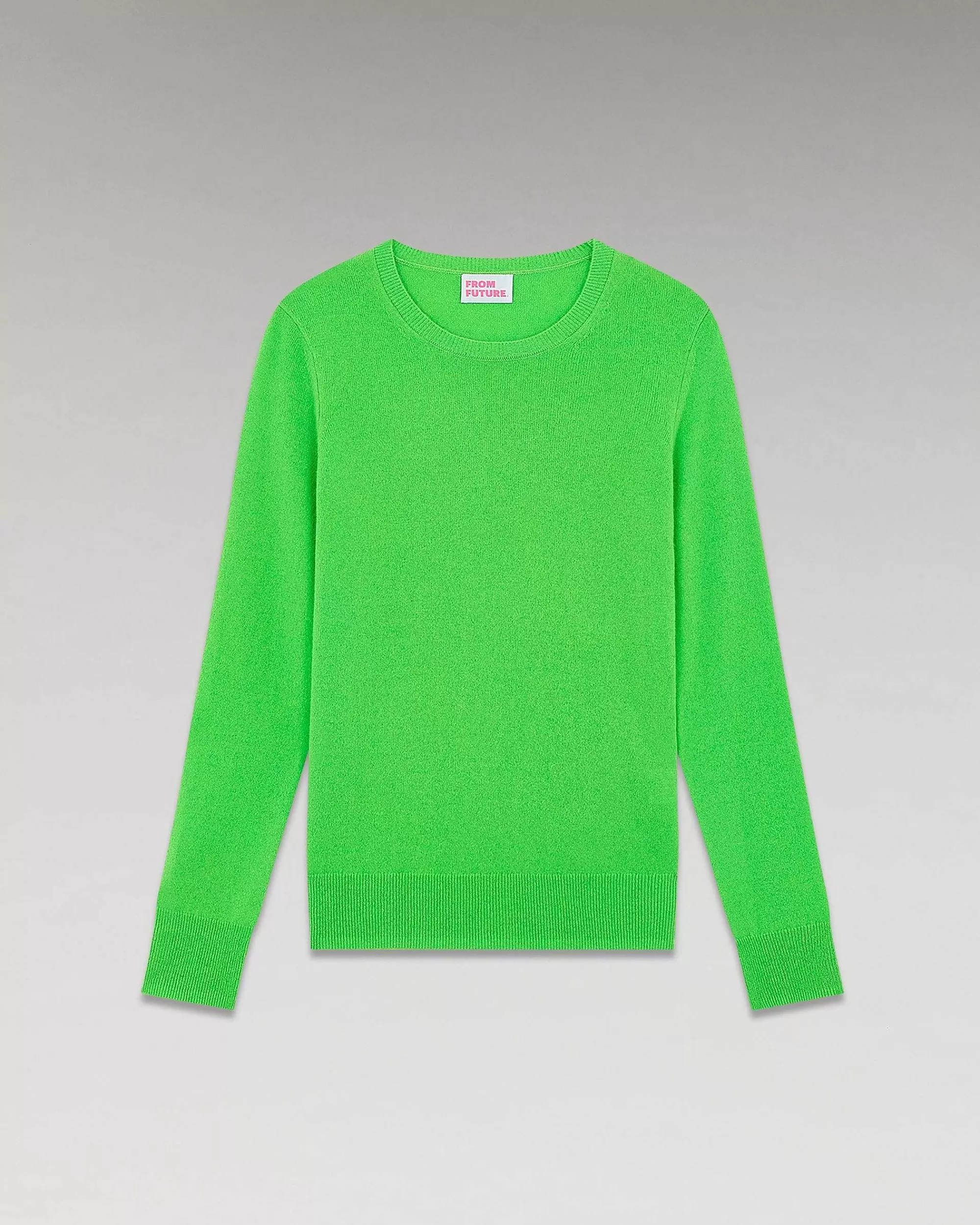Hot FROM FUTURE Pull Col Rond Basique Disco Green