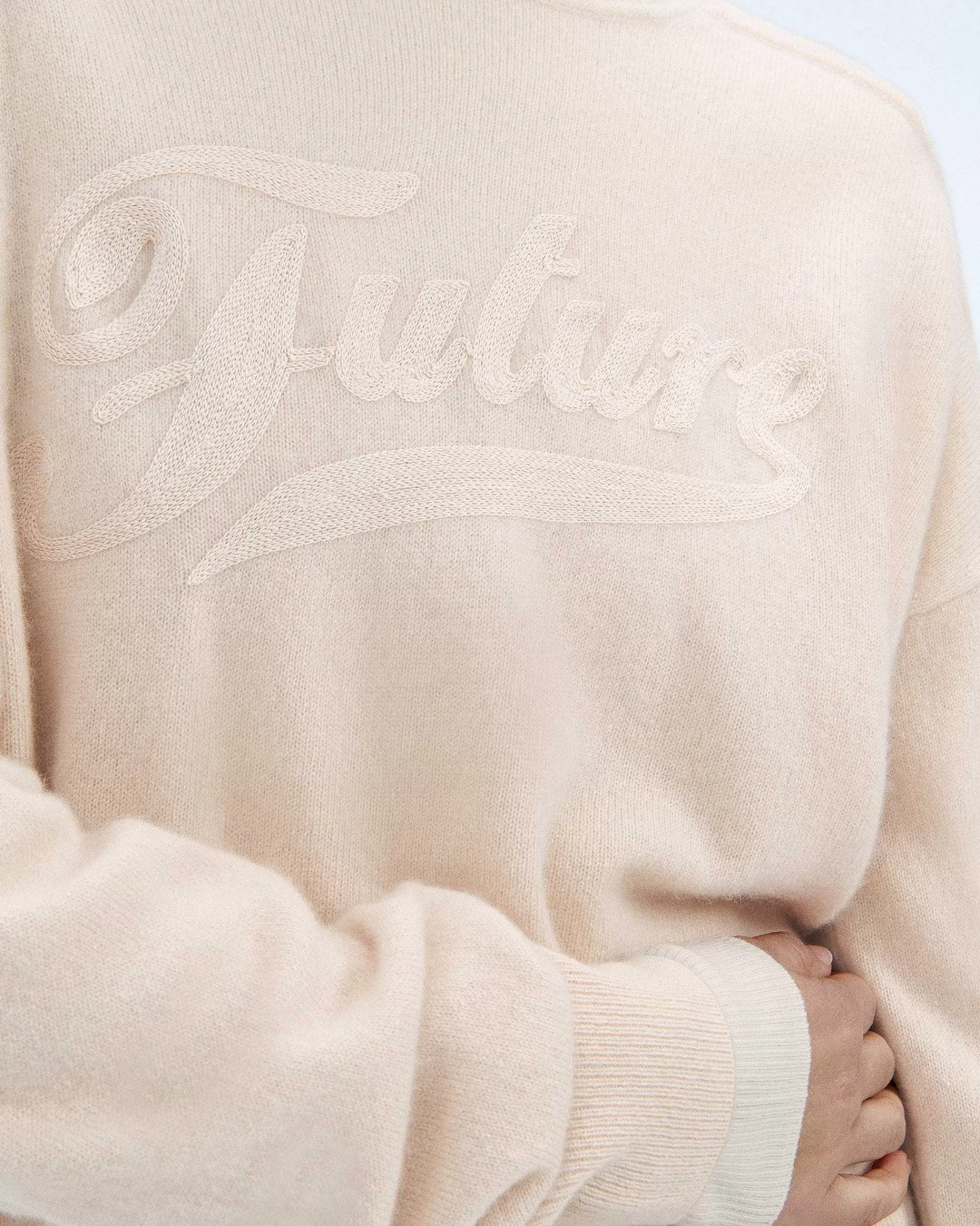 Cheap FROM FUTURE Pull Col Rond Future Light Beige