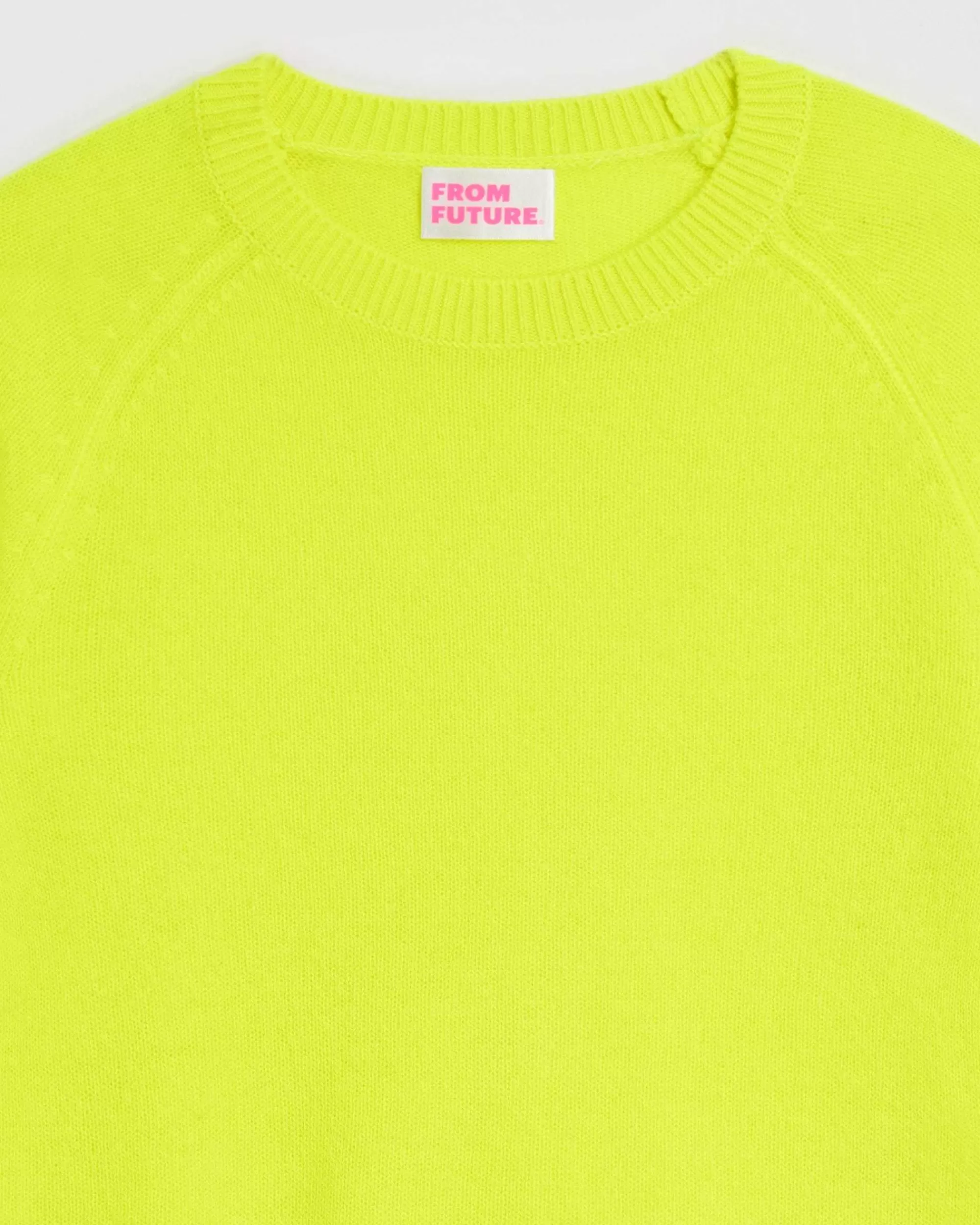 Best Sale FROM FUTURE Pull Col Rond Leger Jaune Fluo