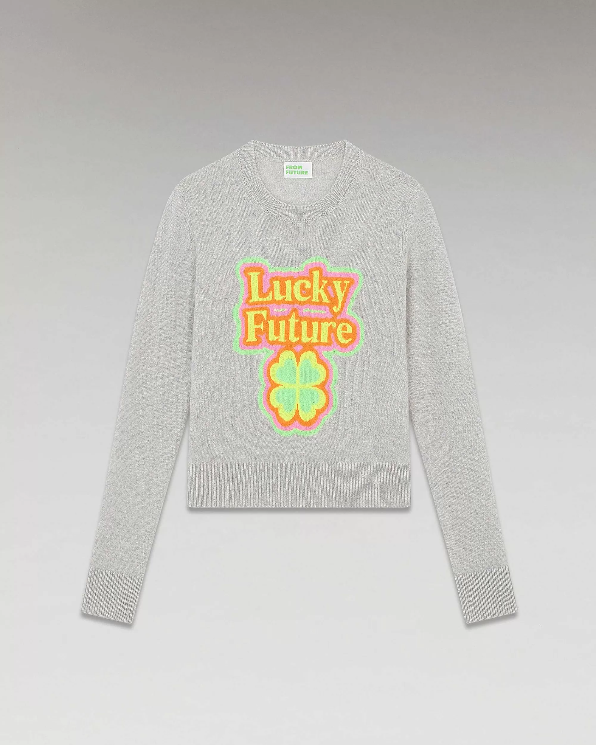 Discount FROM FUTURE Pull Col Rond Lucky Future Leger Gris Chine Clair