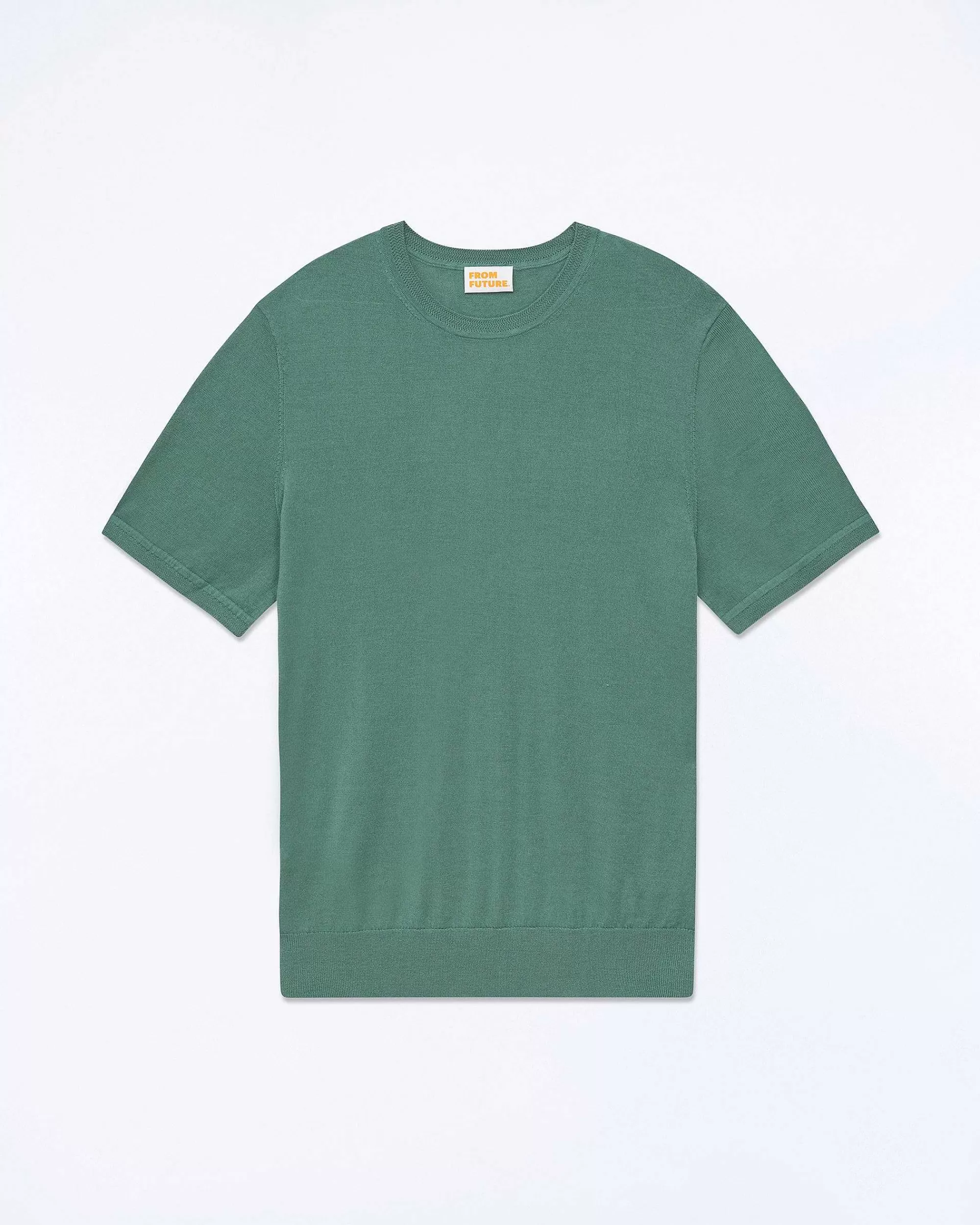 Sale FROM FUTURE Pull Col Rond Manches Courtes Washed Green
