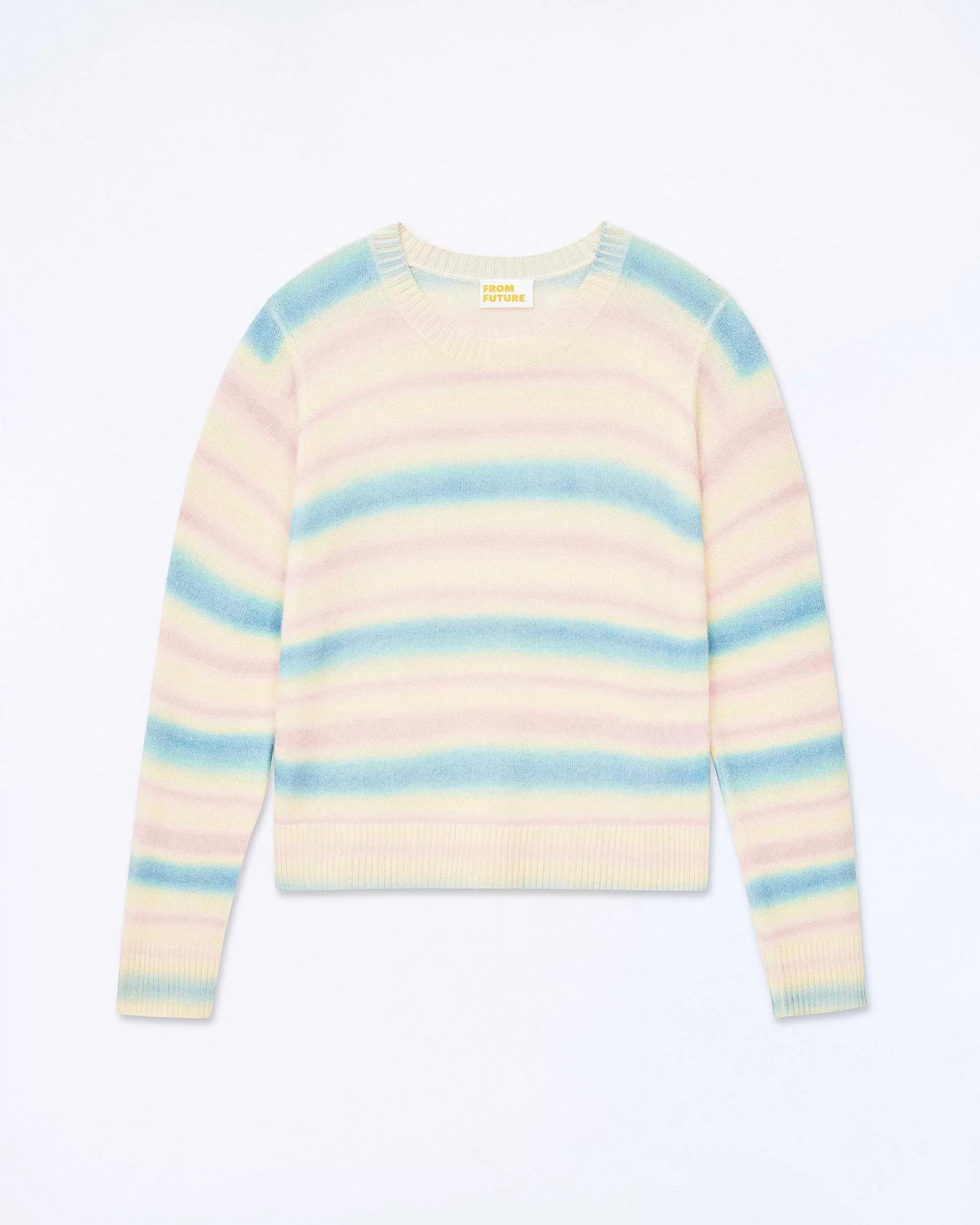 Sale FROM FUTURE Pull Col Rond Rayures Fondues Multicolor