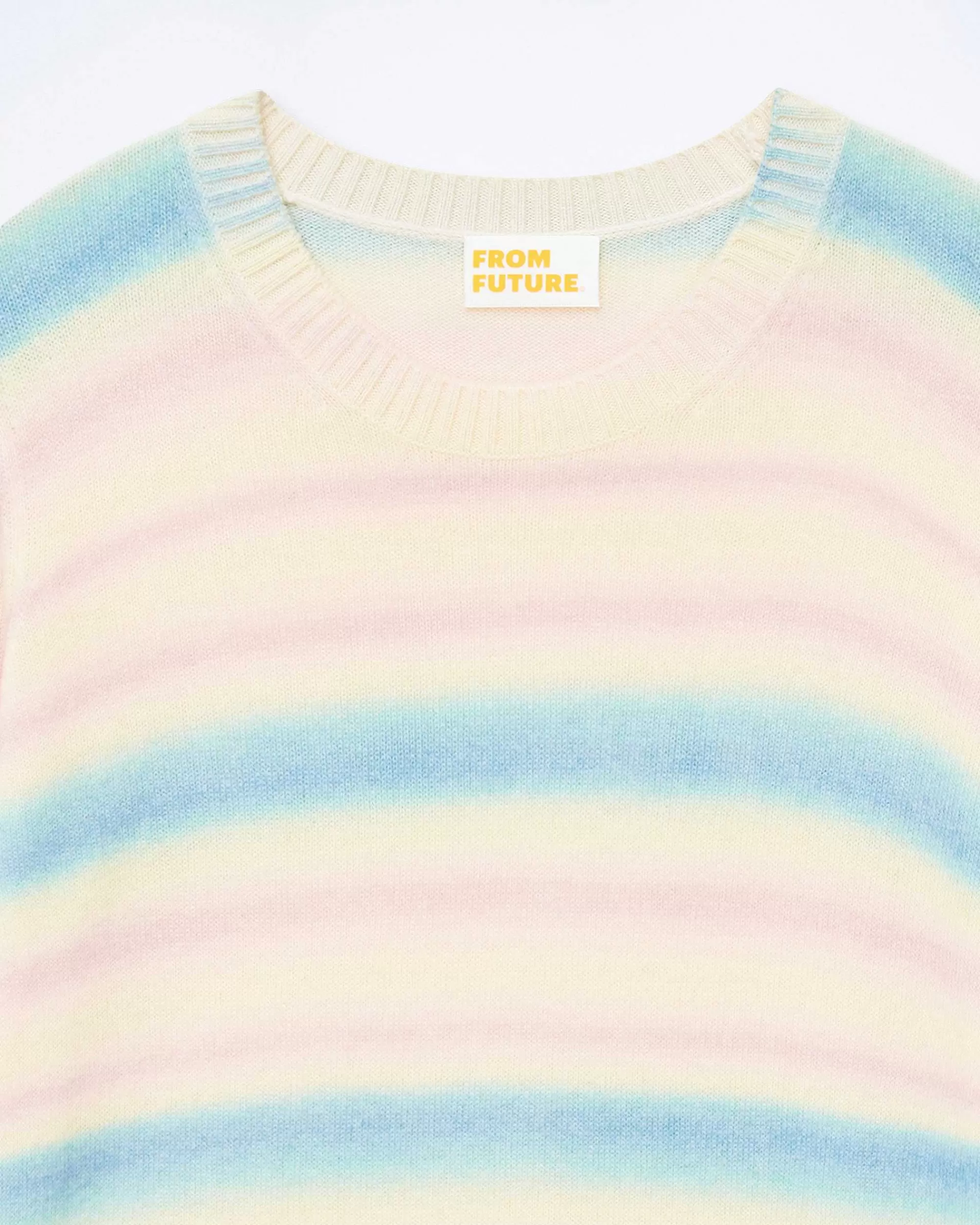 Hot FROM FUTURE Pull Col Rond Rayures Fondues Multicolor