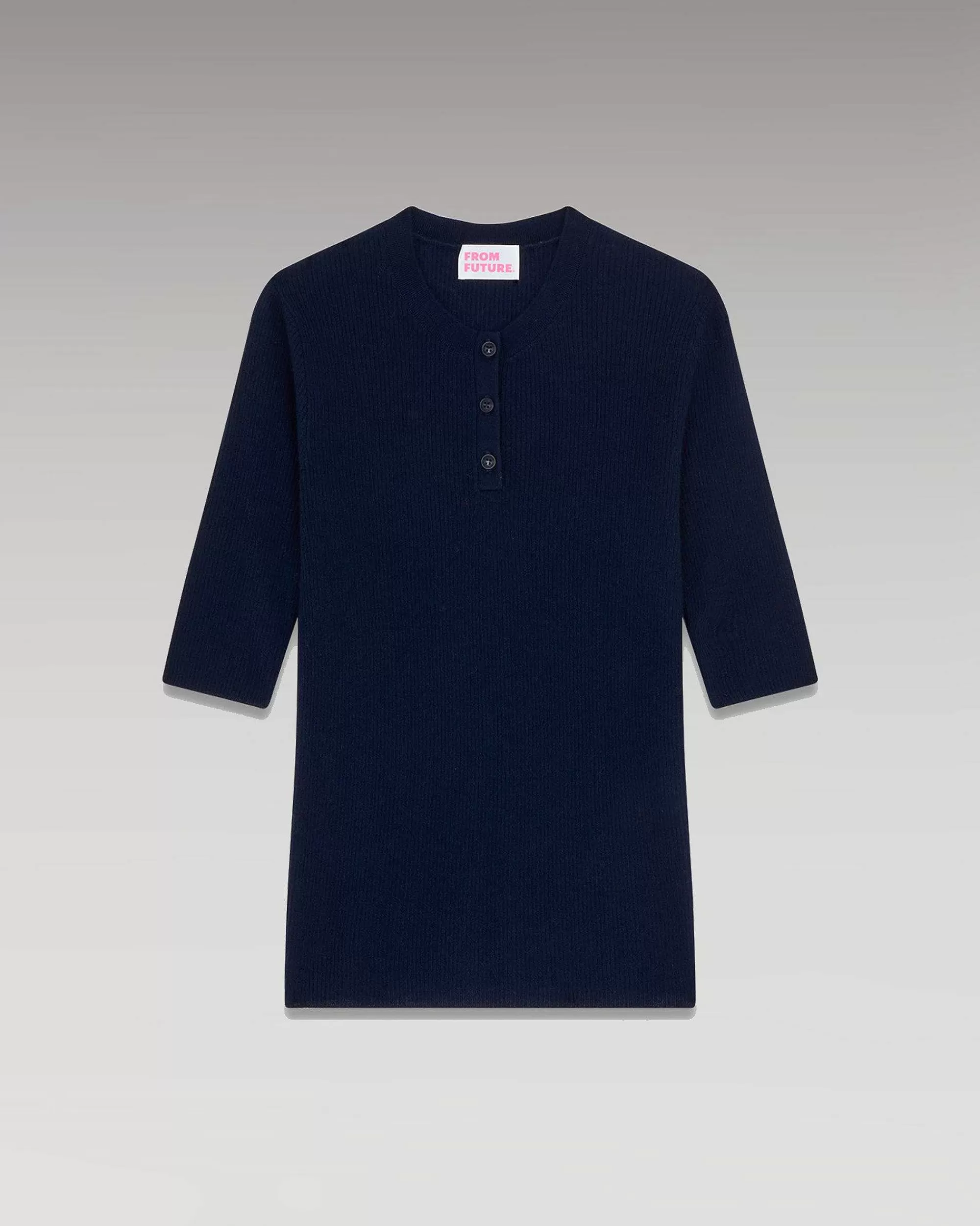 Clearance FROM FUTURE Pull Col Rond Seconde Peau Manches Courtes Navy