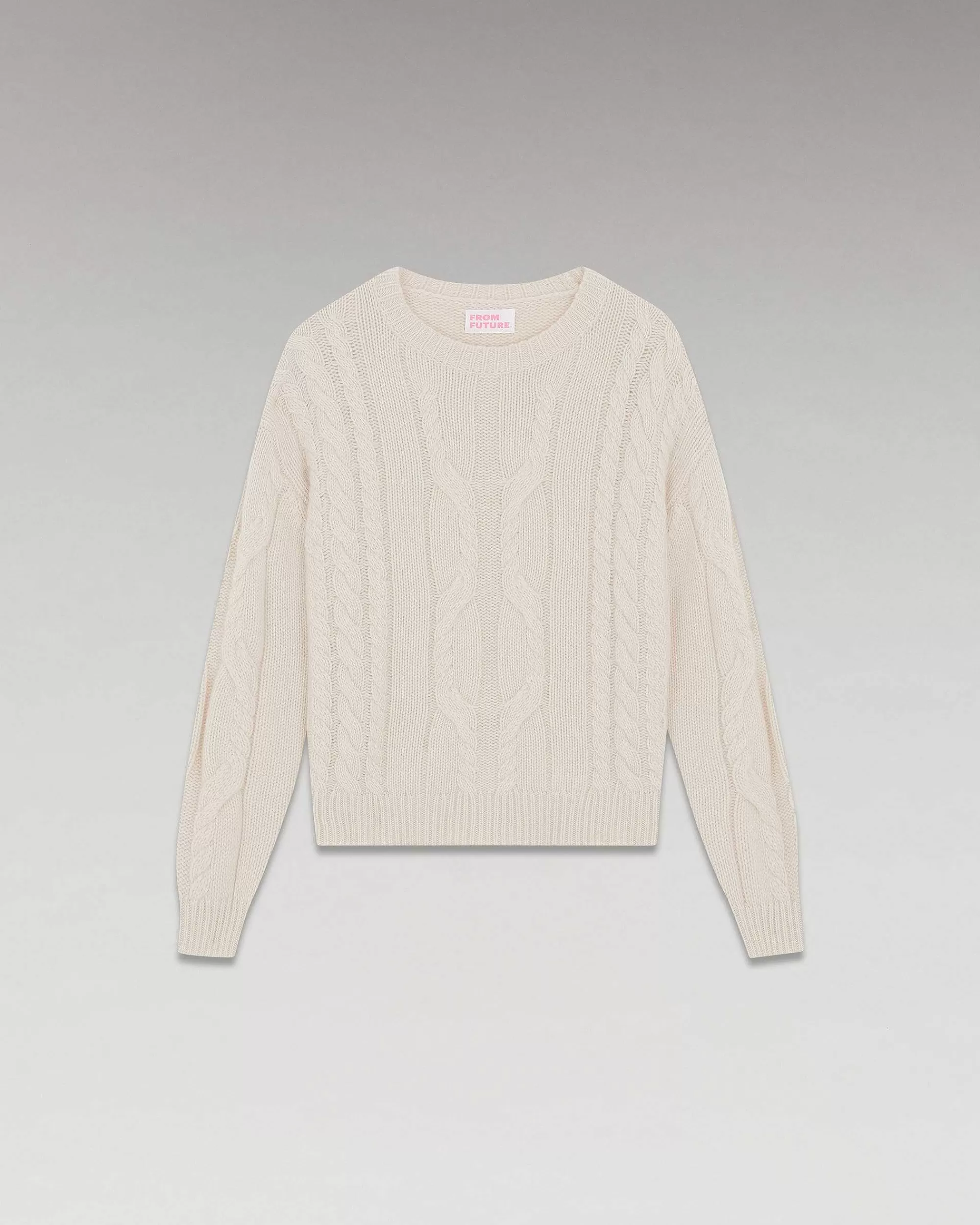 Store FROM FUTURE Pull Col Rond Torsades Epais Sable