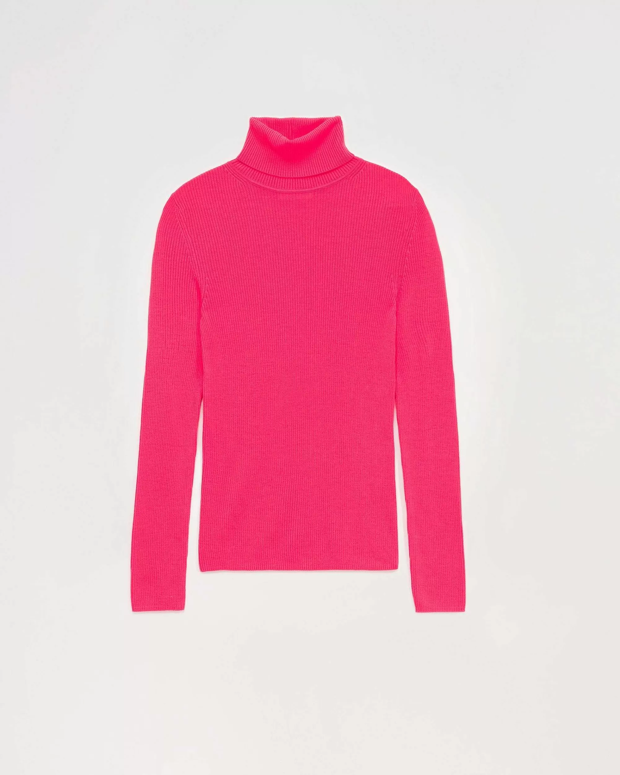 Outlet FROM FUTURE Pull Col Roule Basique Winter Fuschia