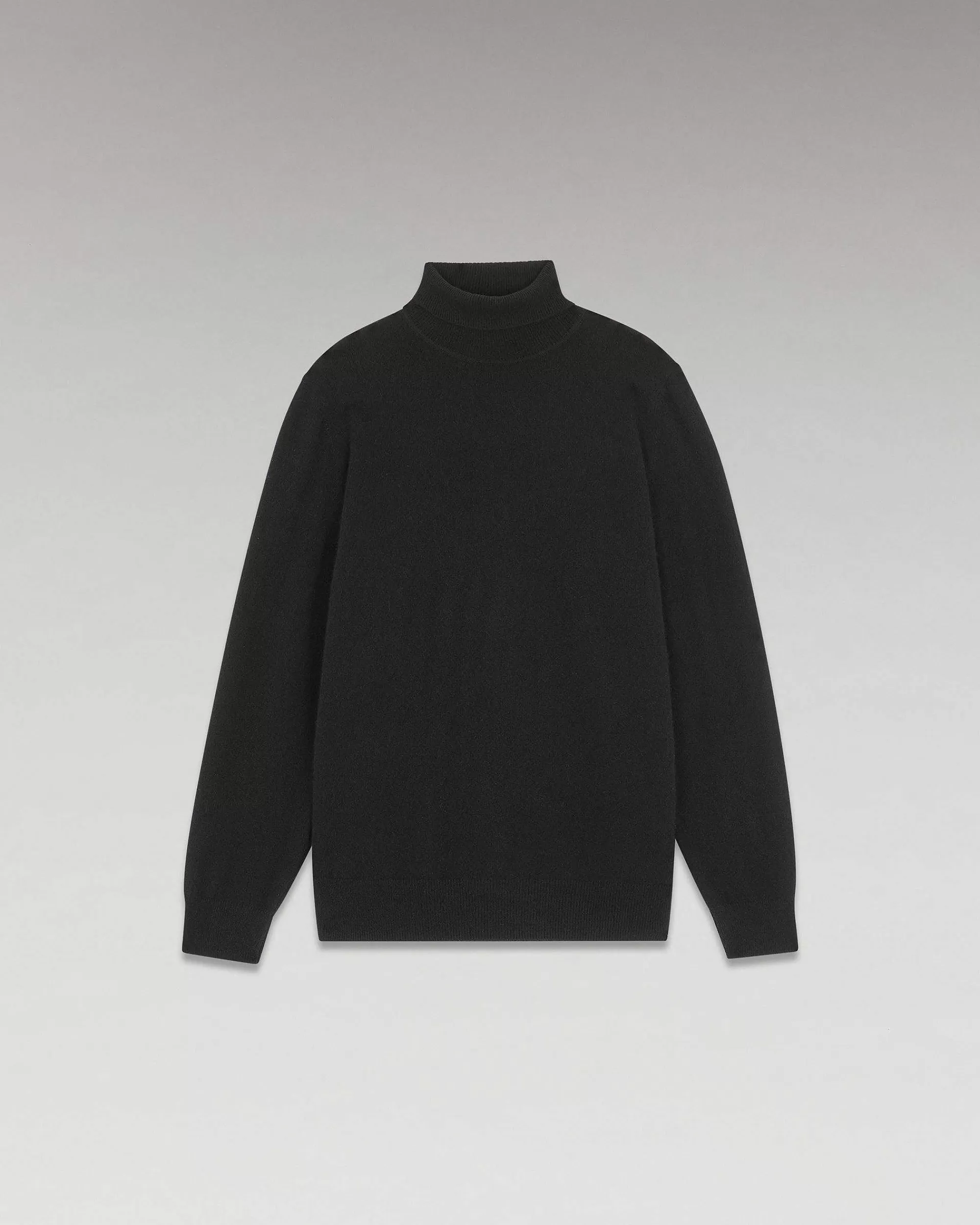 New FROM FUTURE Pull Col Roule Basique Noir