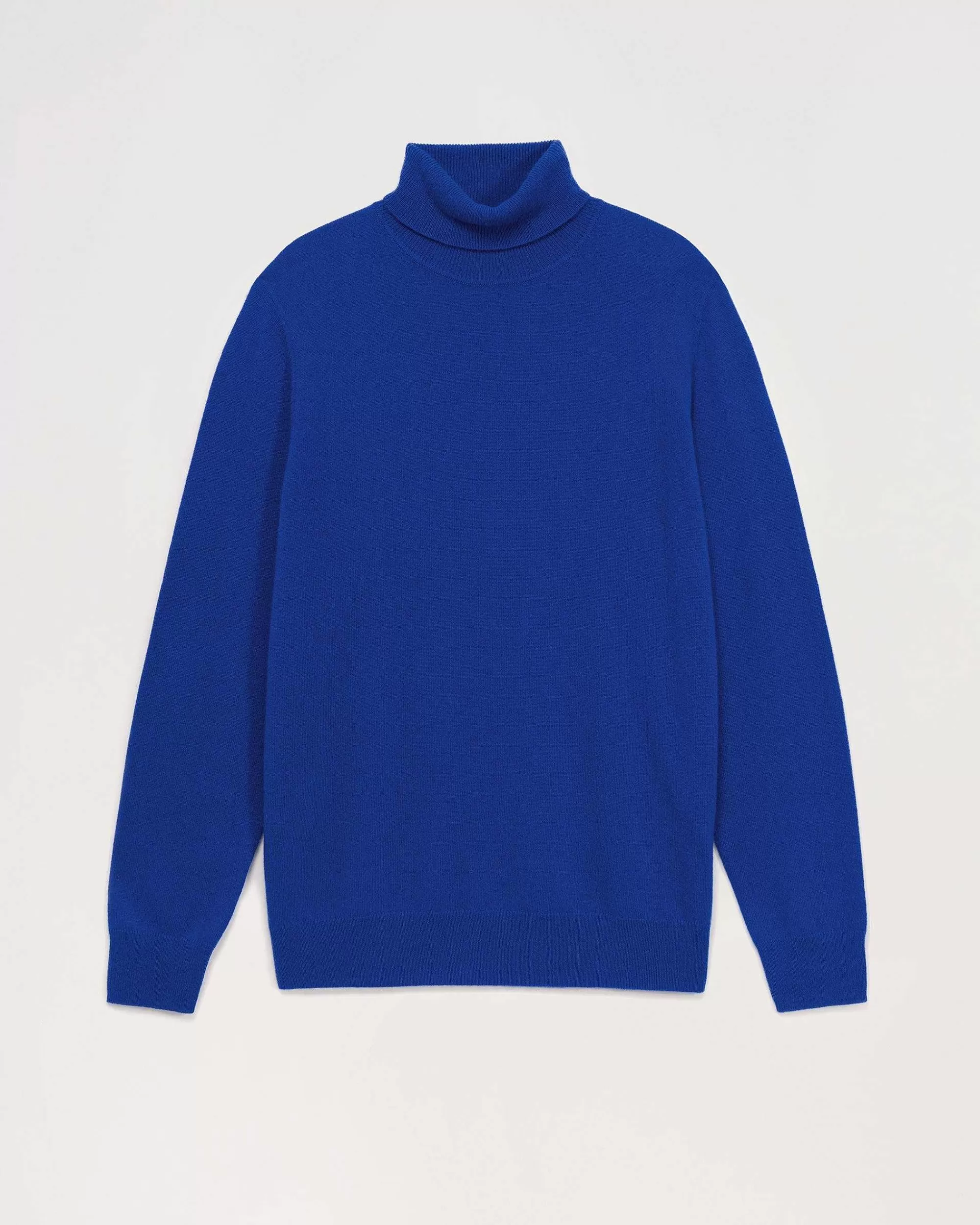 New FROM FUTURE Pull Col Roule Basique Electric Blue