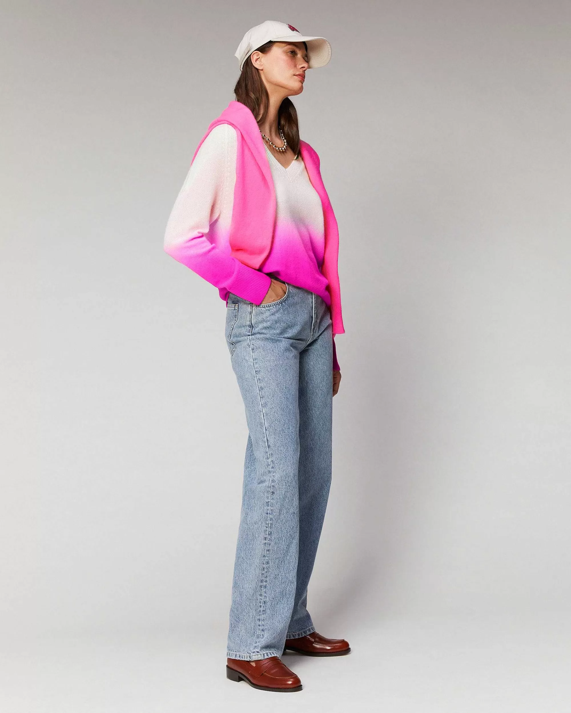 Store FROM FUTURE Pull Col V Dip Dye Leger Dd Water Blue