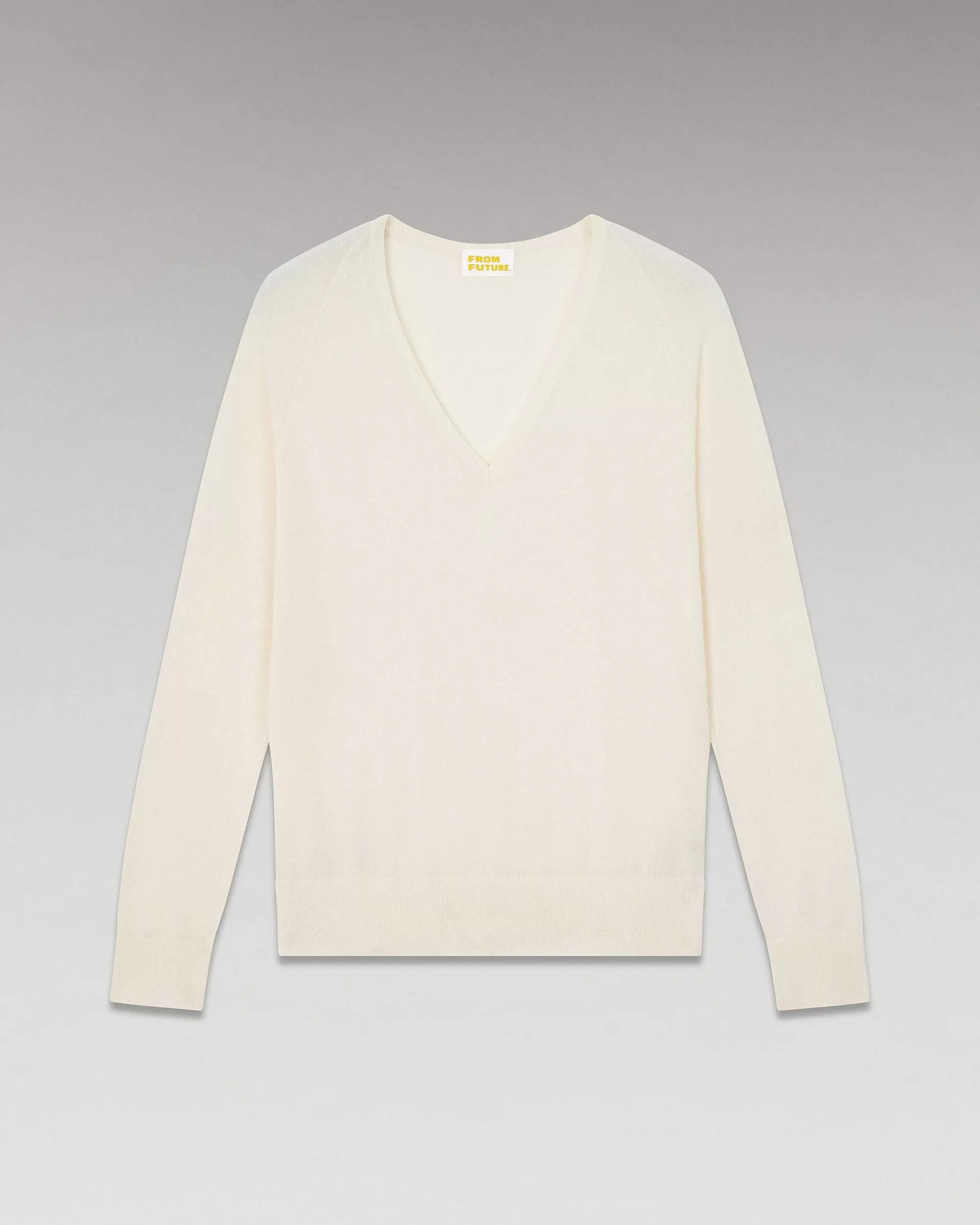 Cheap FROM FUTURE Pull Col V Oversize Ecru