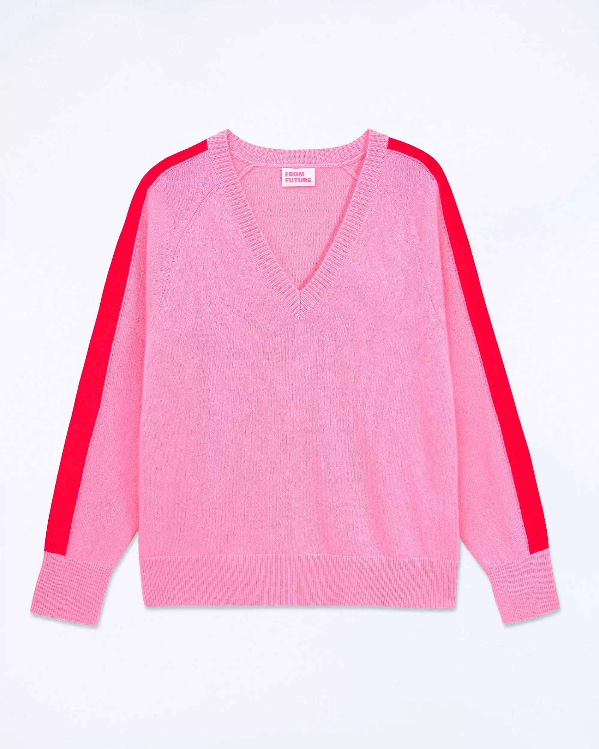 Online FROM FUTURE Pull Col V Oversize Bande Manches Light Surf Pink