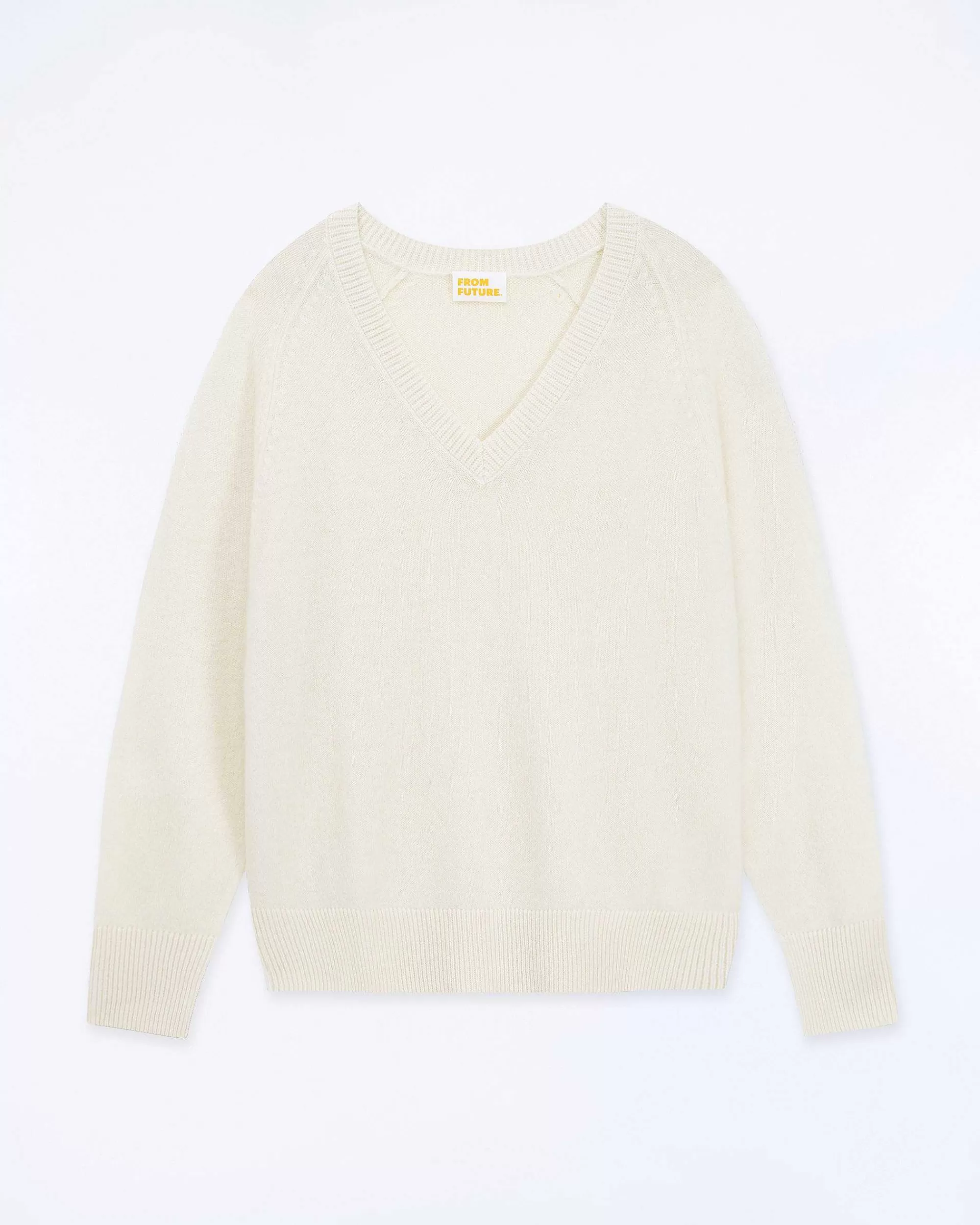 New FROM FUTURE Pull Col V Oversize Light Ecru
