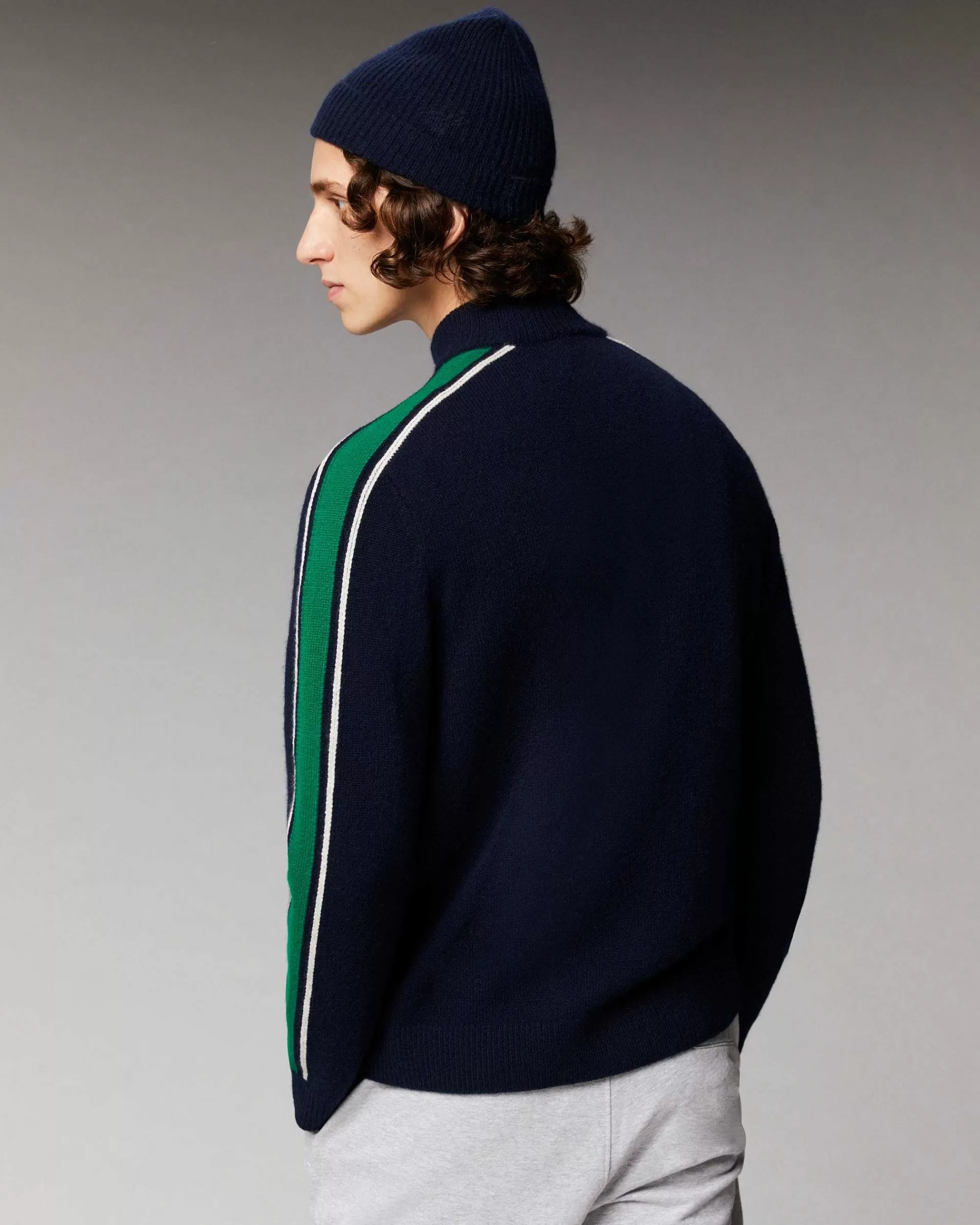 Discount FROM FUTURE Pull Gilet Zippe Bandes Bicolore Navy