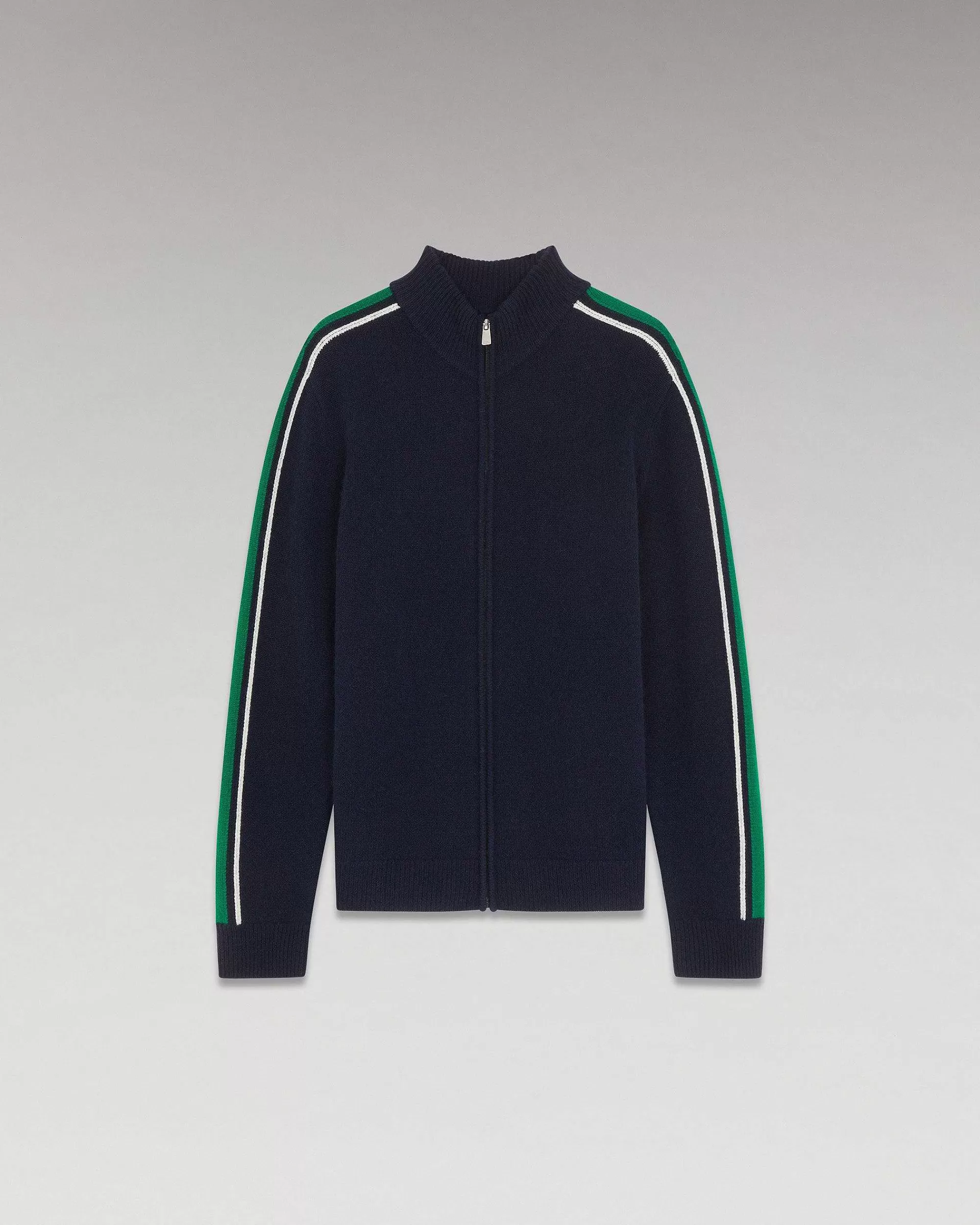 Discount FROM FUTURE Pull Gilet Zippe Bandes Bicolore Navy