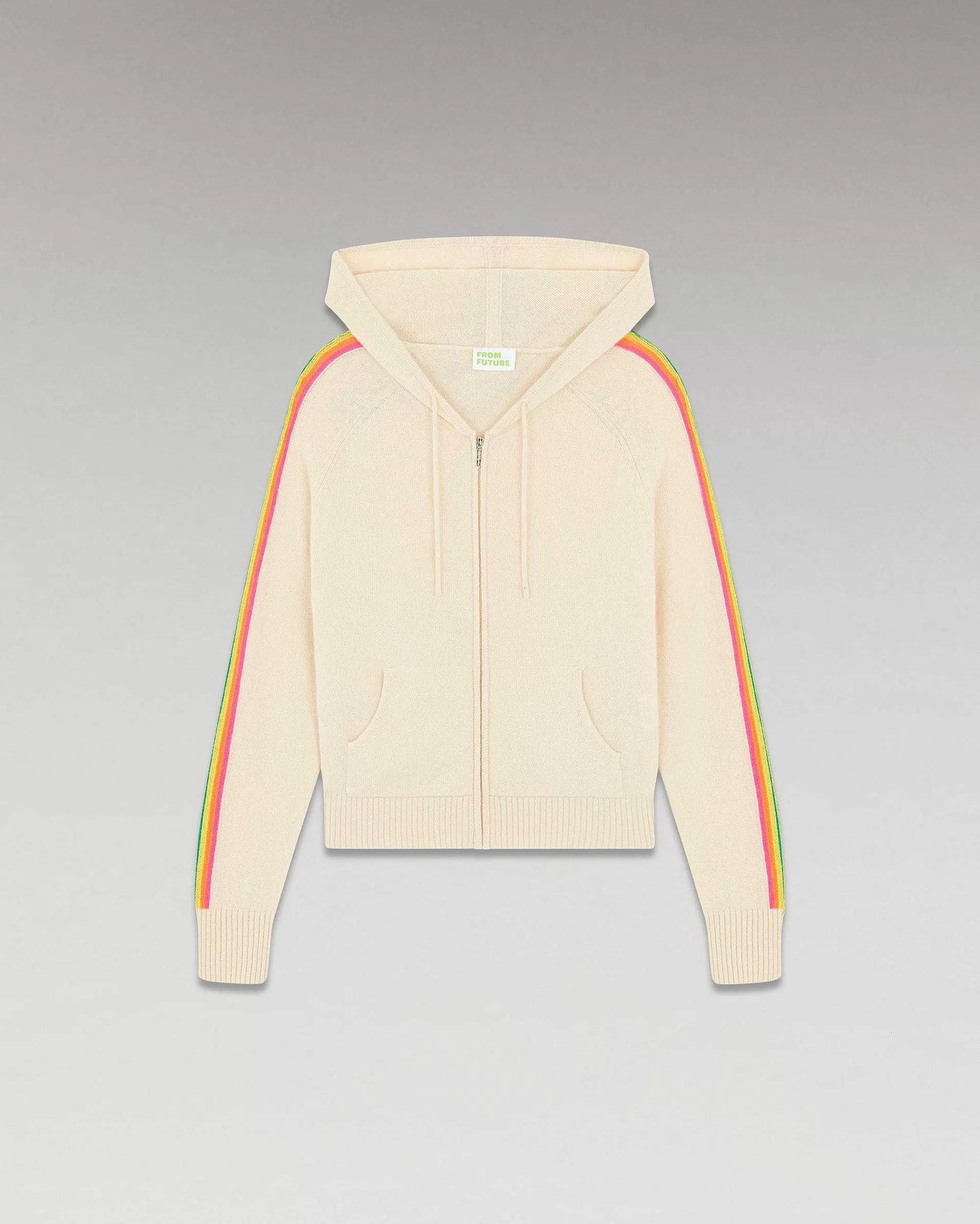 Cheap FROM FUTURE Pull Hoodie Bandes Manches Multico Leger Sable