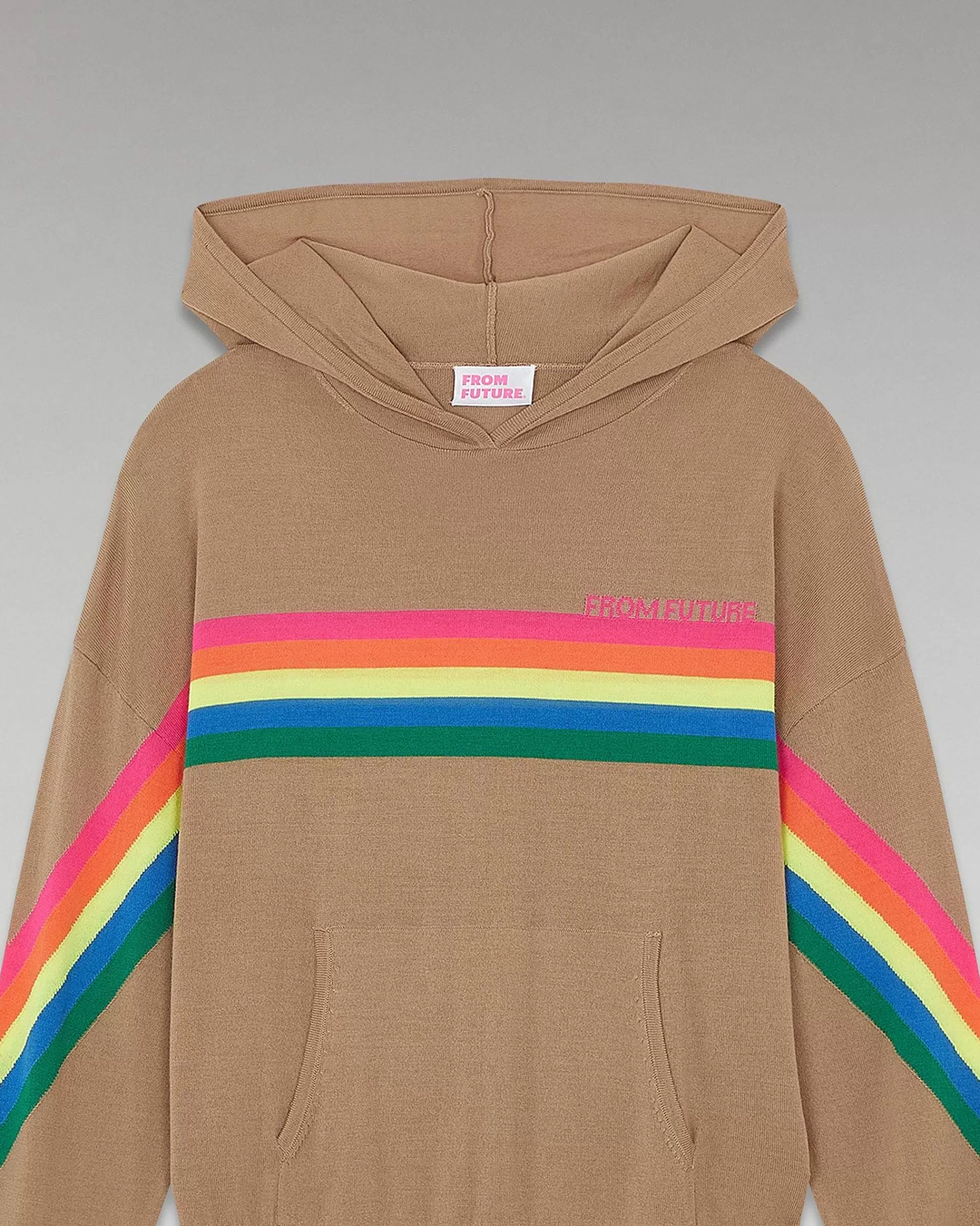 Discount FROM FUTURE Pull Hoodie Bandes Multico Camel