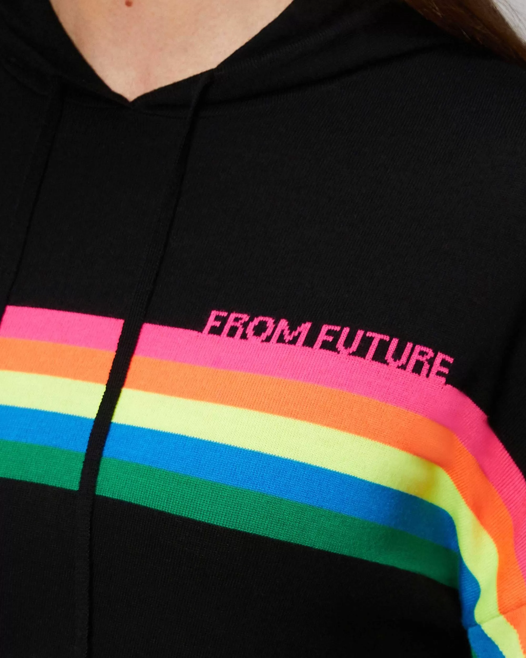 Store FROM FUTURE Pull Hoodie Bandes Multico Noir